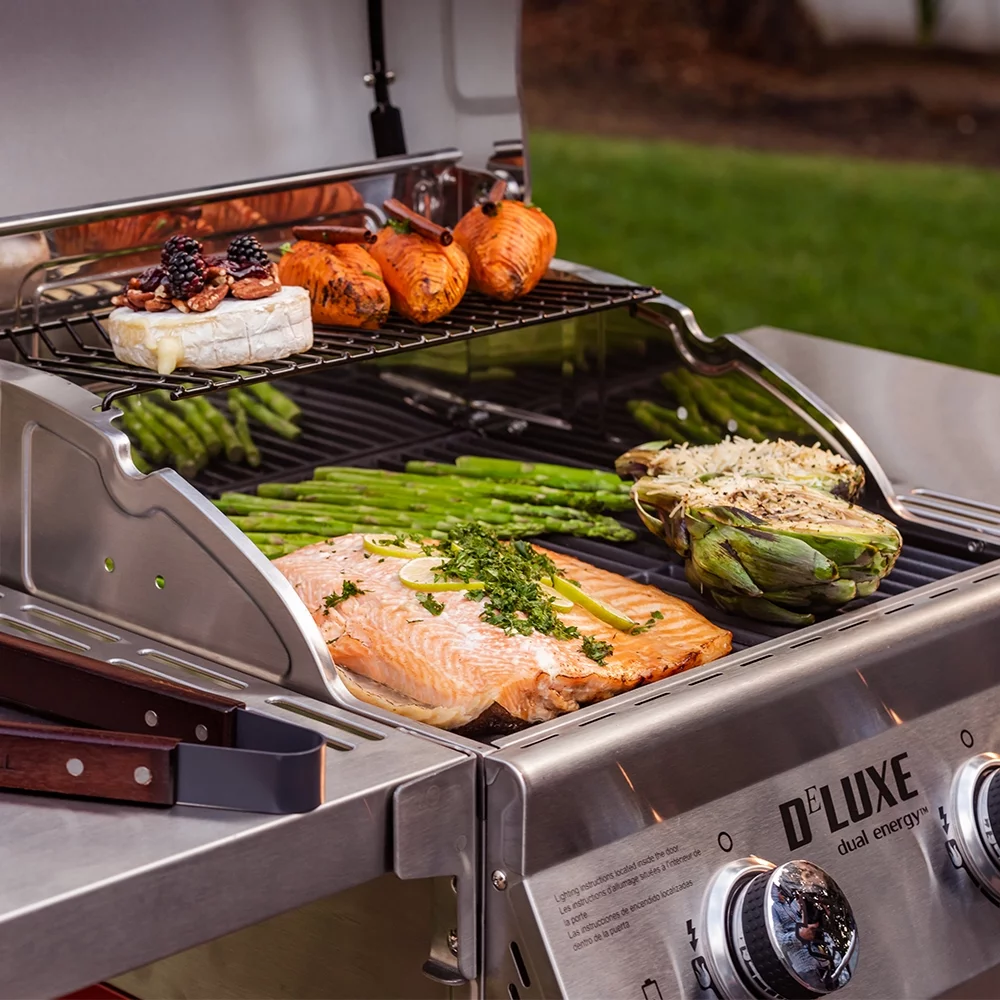 Nexgrill Deluxe 2-Burner Propane Gas Grill w/ 2 Foldable Shelves, Outdoor Cooking, Patio, BBQ, Silver & Black