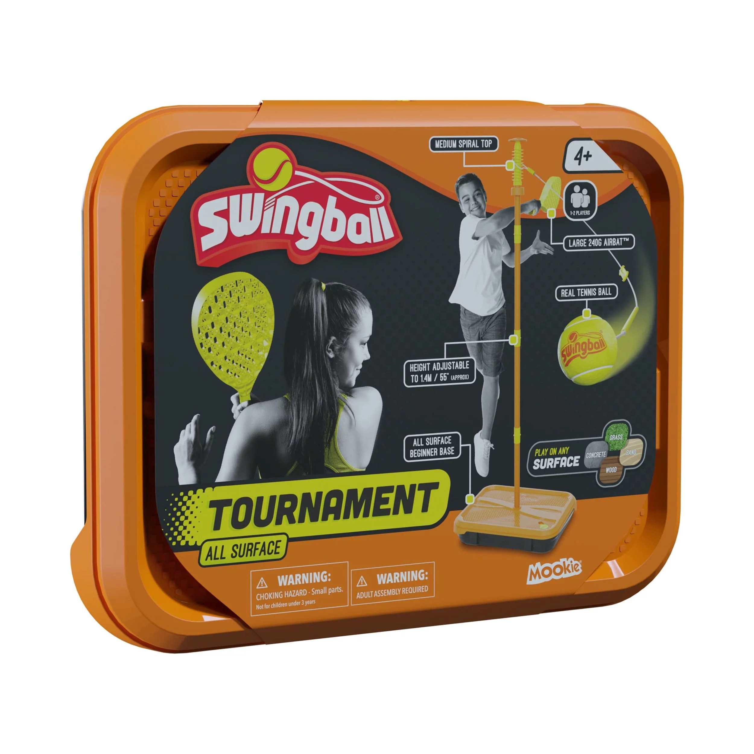 Mookie MK7285 Swingball Tennis Set Tournament All Surface, Orange & Yellow