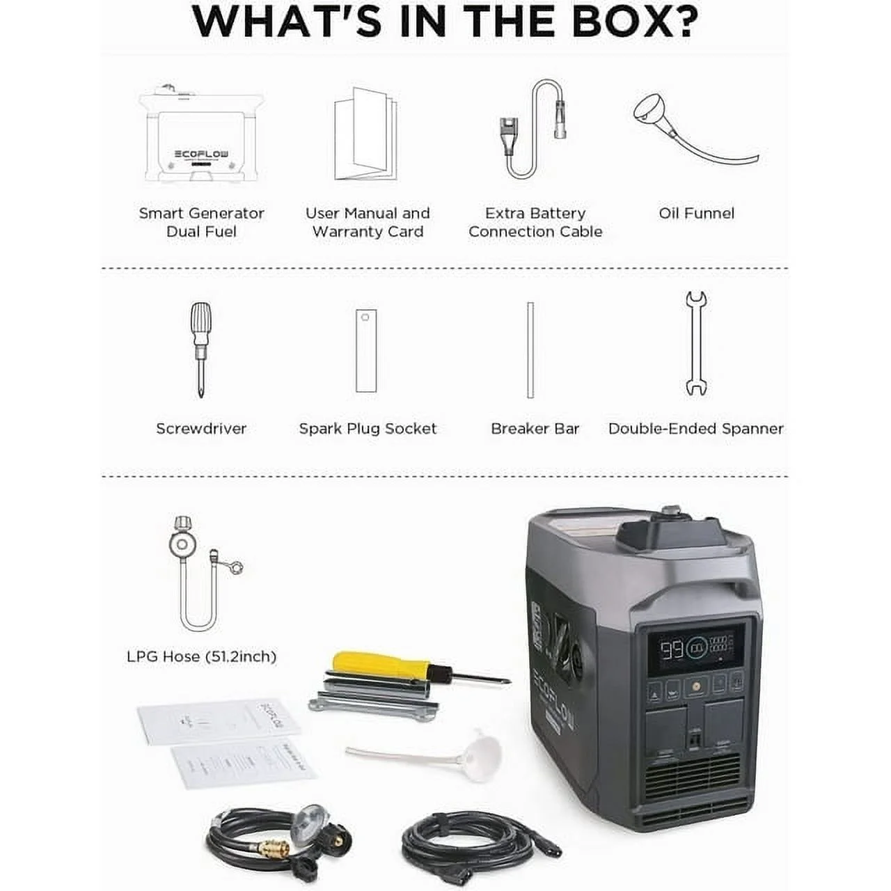 EF EcoFlow Portable Power Station 2016Wh/2400W DELTA Max 2000 with 1800W Dual Fuel Generator