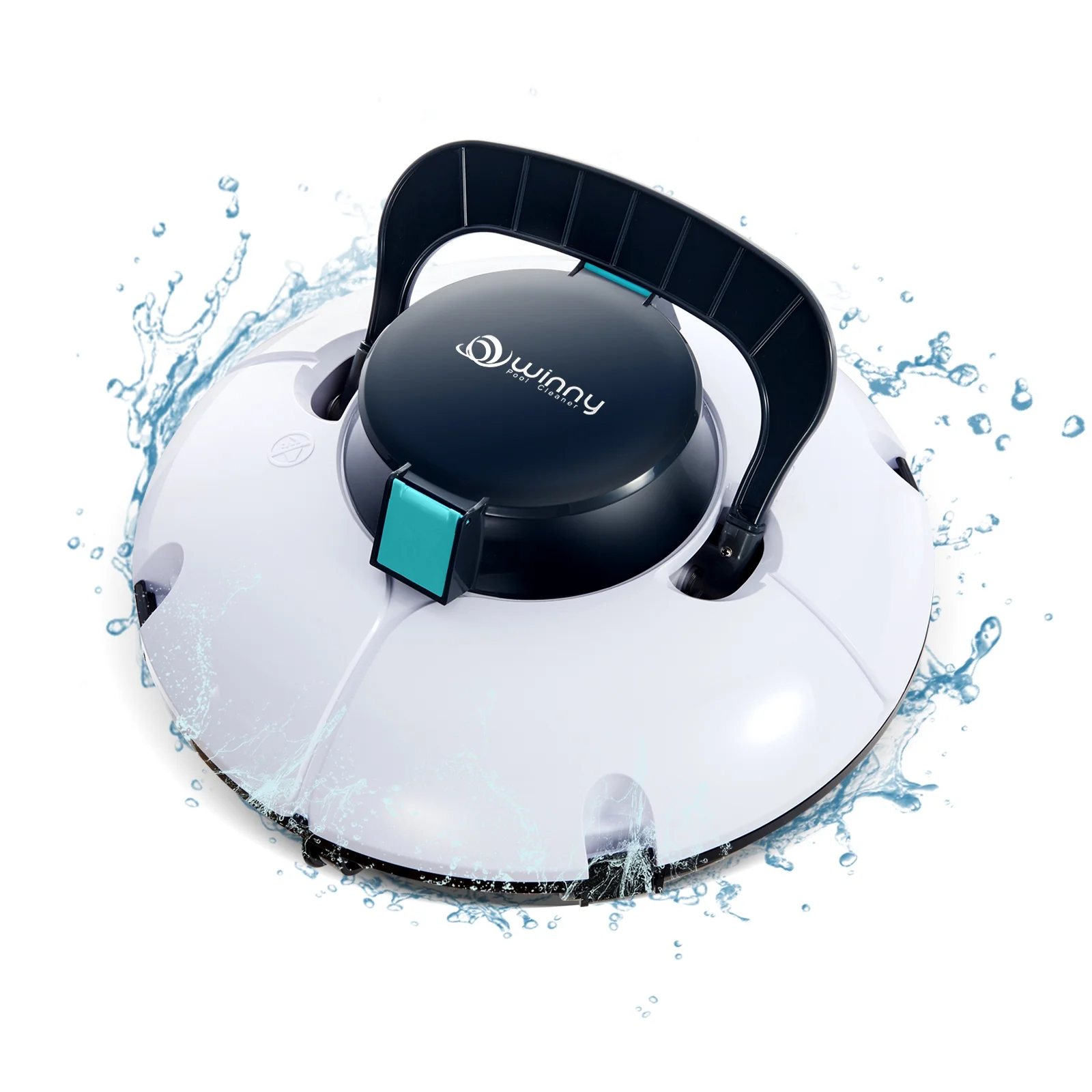 Cordless Robotic Pool Cleaner, Winny Pool Cleaner Automatic Pool Vacuum with Dual Powerful Suction Ports for Above/In Ground Flat Pool Up to 538 Sq.Ft (White and Blue)