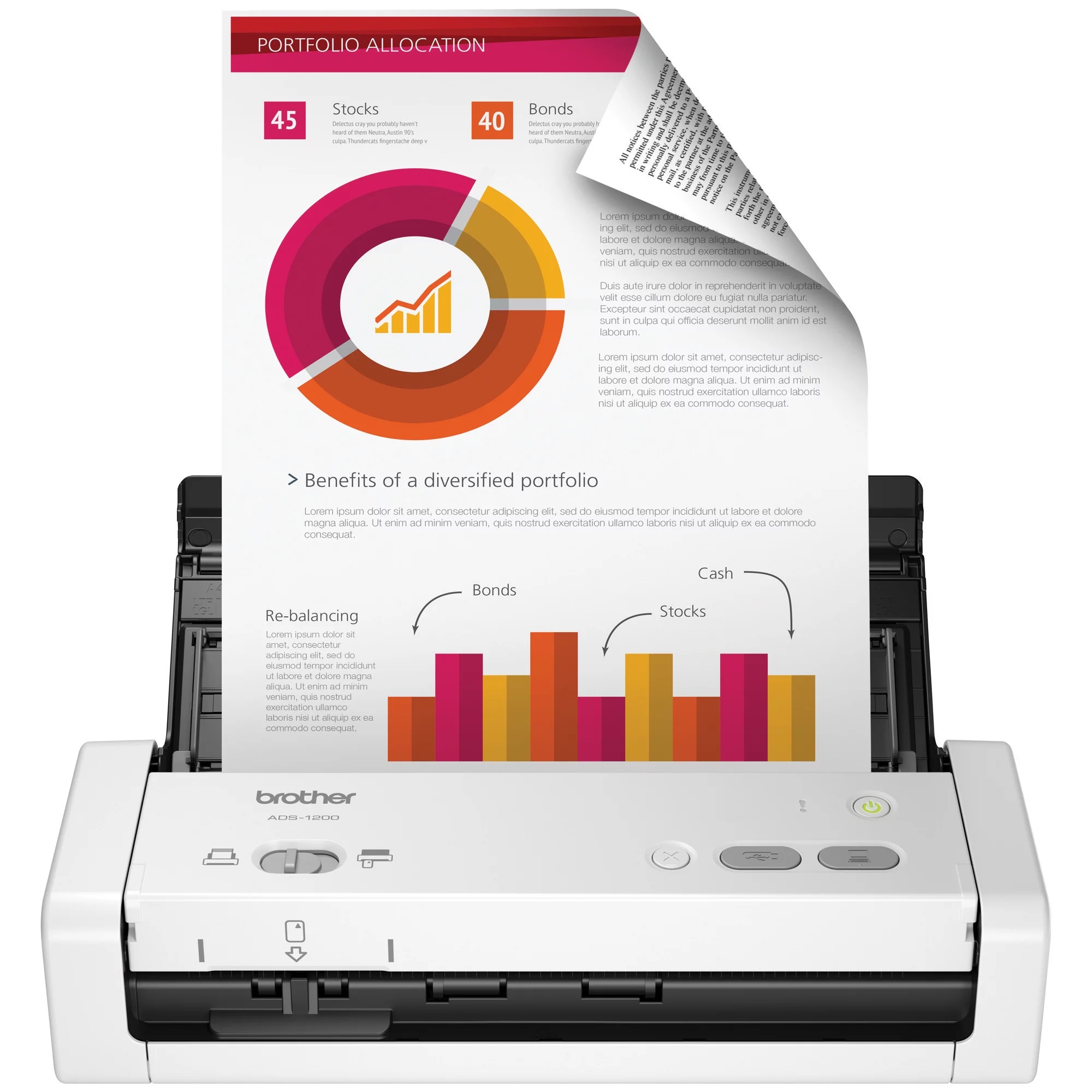 Brother ADS-1200 Document Desktop Scanner, Portable, USB Connectivity