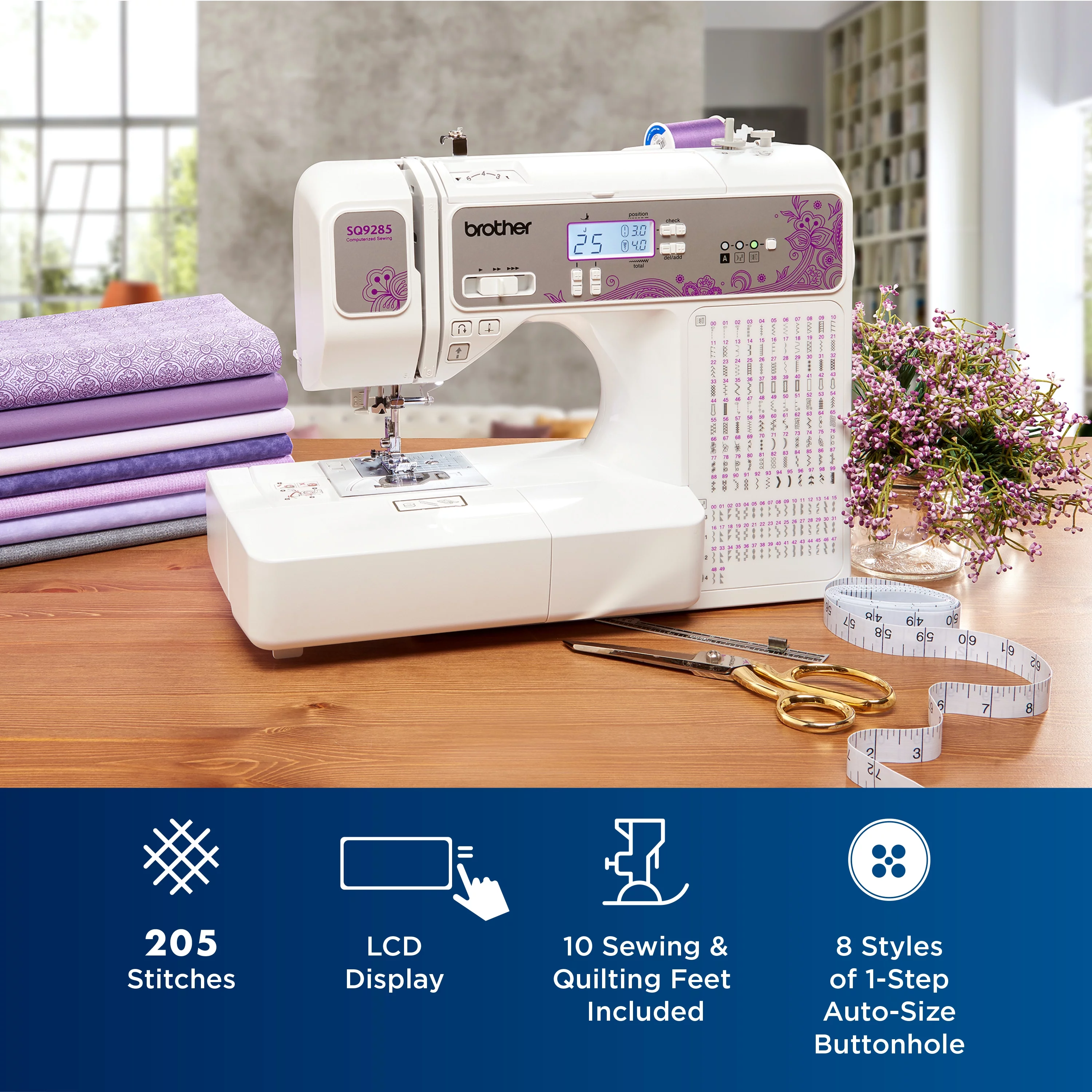 Brother SQ9285 Computerized Sewing and Quilting Machine with Wide Table