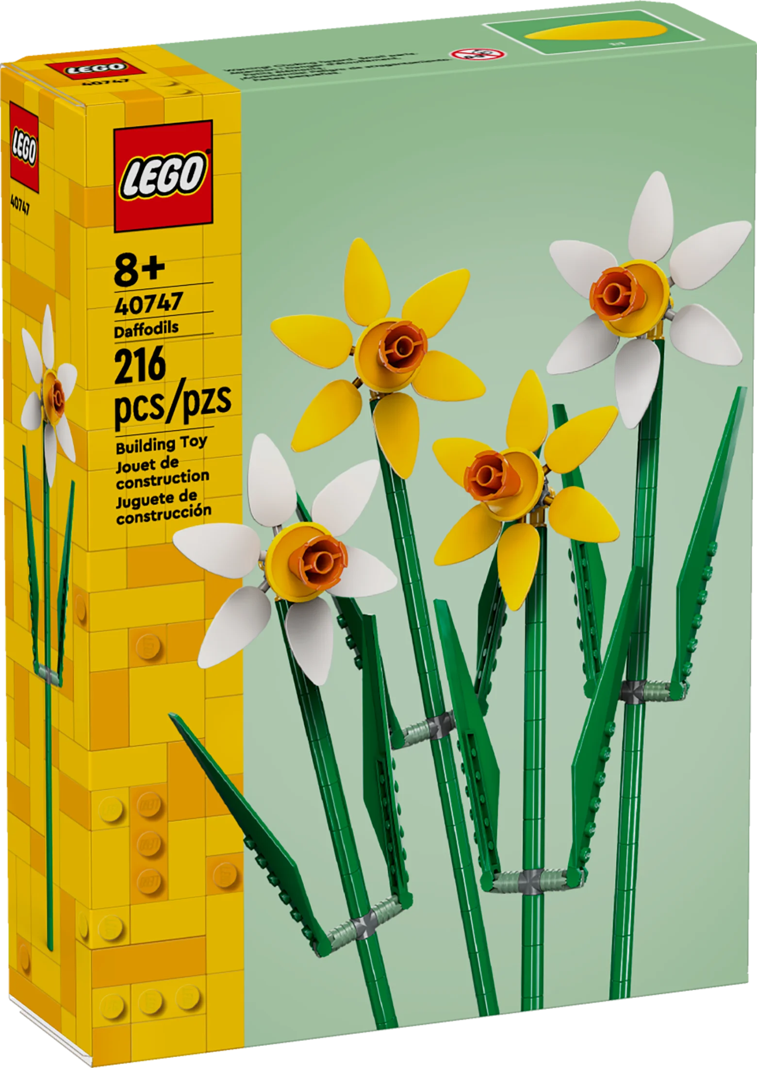 LEGO Daffodils Celebration Gift, Yellow and White Daffodils, Spring Flower Room Decor, Great Gift for Flower Lovers, 40747