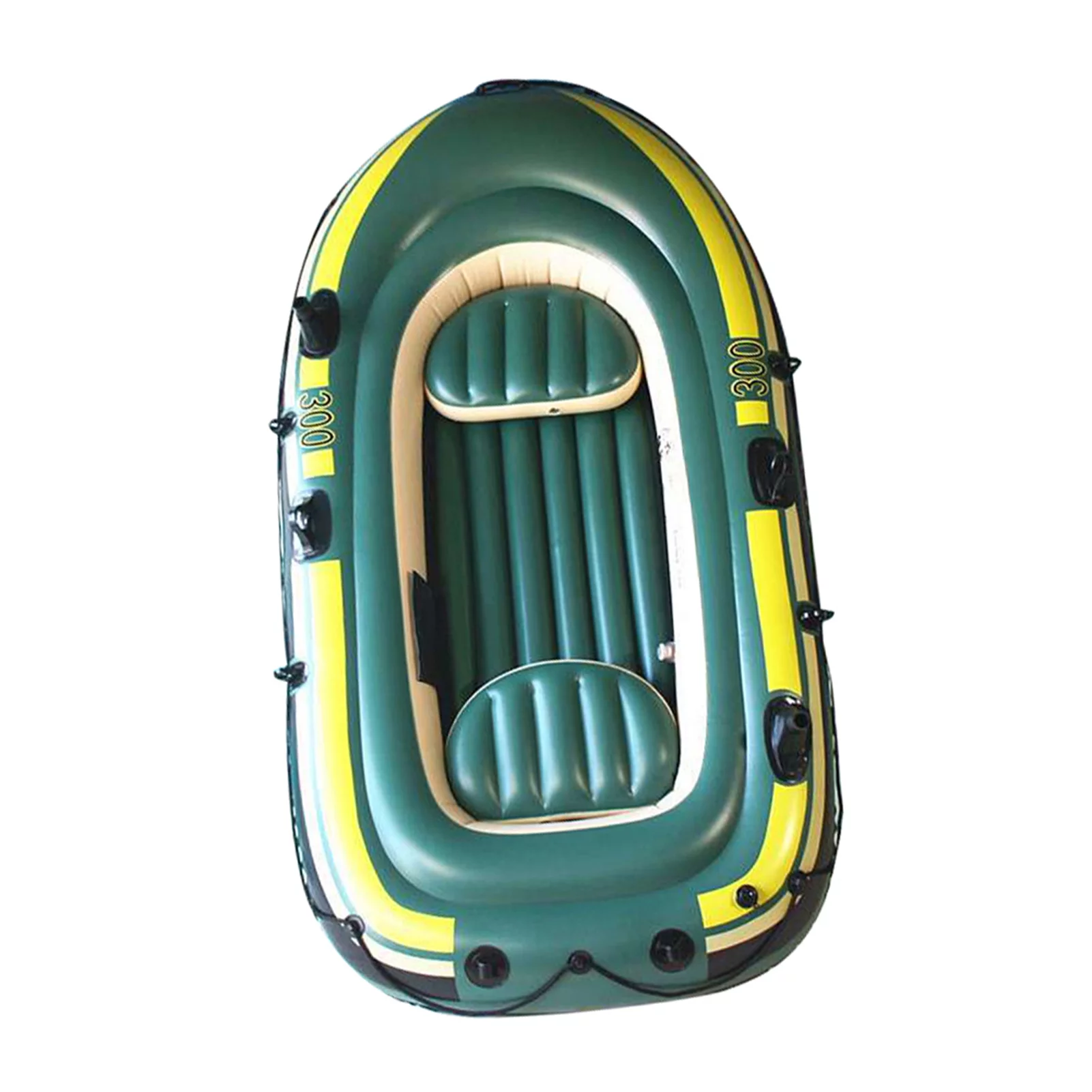 Inflatable Fishing Boat, Green  Pvc Inflatable Three Person Rowing Air Boat High Load-bearing Capacity Inflatable Kayak Stable Canoe Fishing Drifting Diving Tool