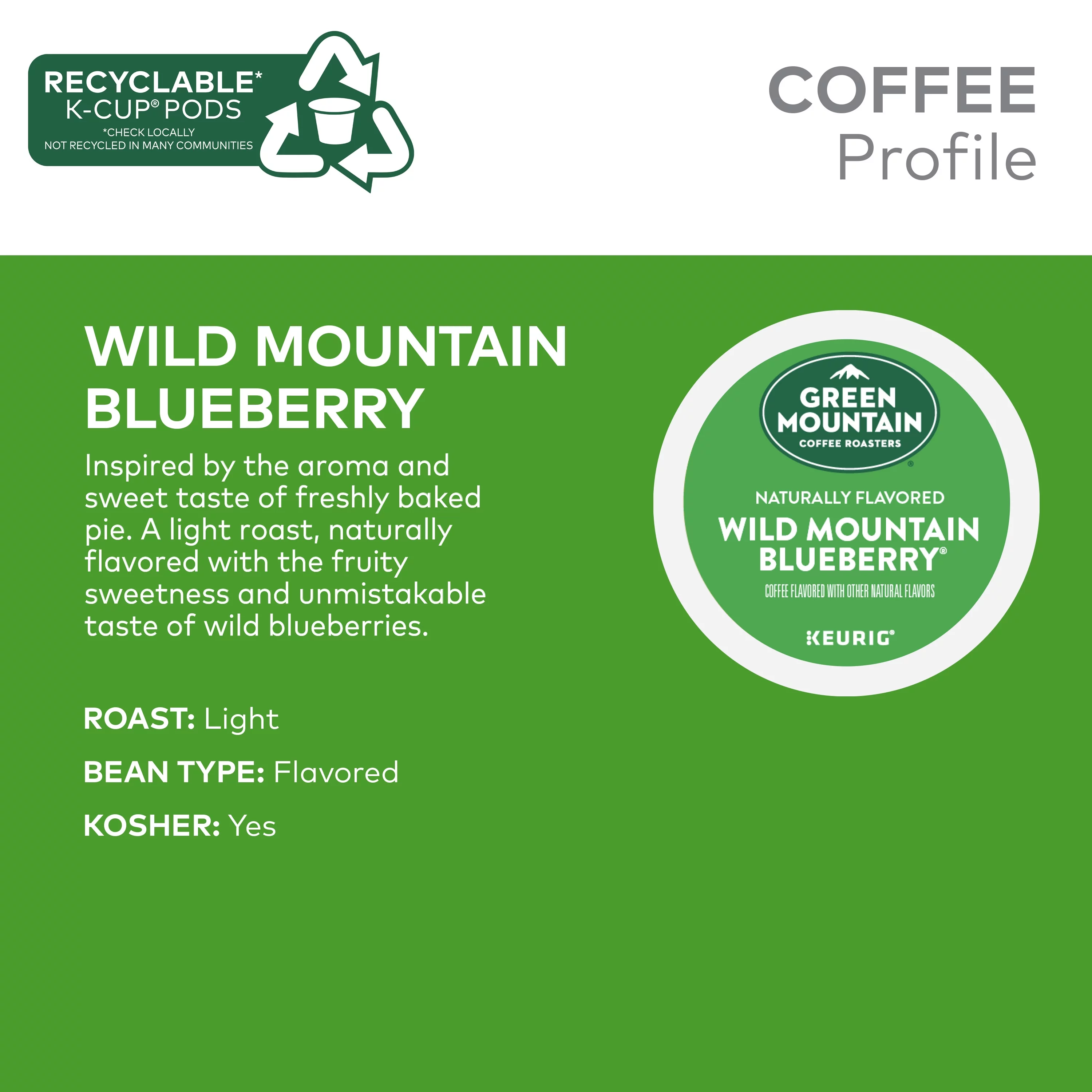 Green Mountain Coffee Roasters, Wild Mountain Blueberry Light Roast K-Cup Coffee Pods, 24 Count