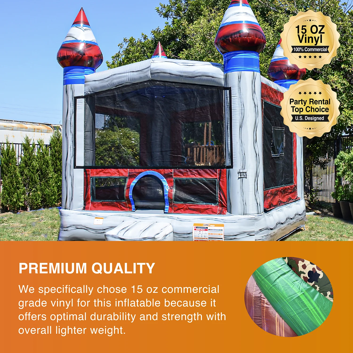 JumpOrange Titanium Castle Commercial Grade Bounce House with Blower for Kids and Adults