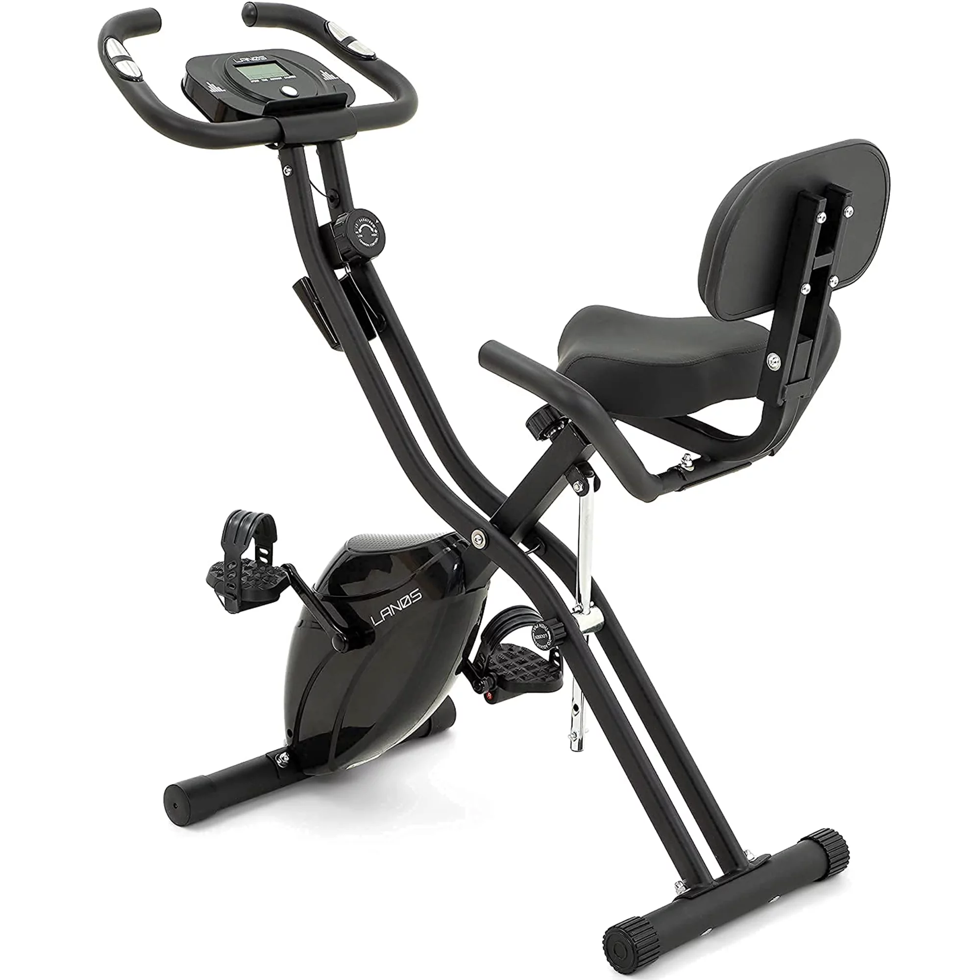 Lanos Brands Foldable Exercise Bike Home Workout Equipment 10-Level Adjustment Black