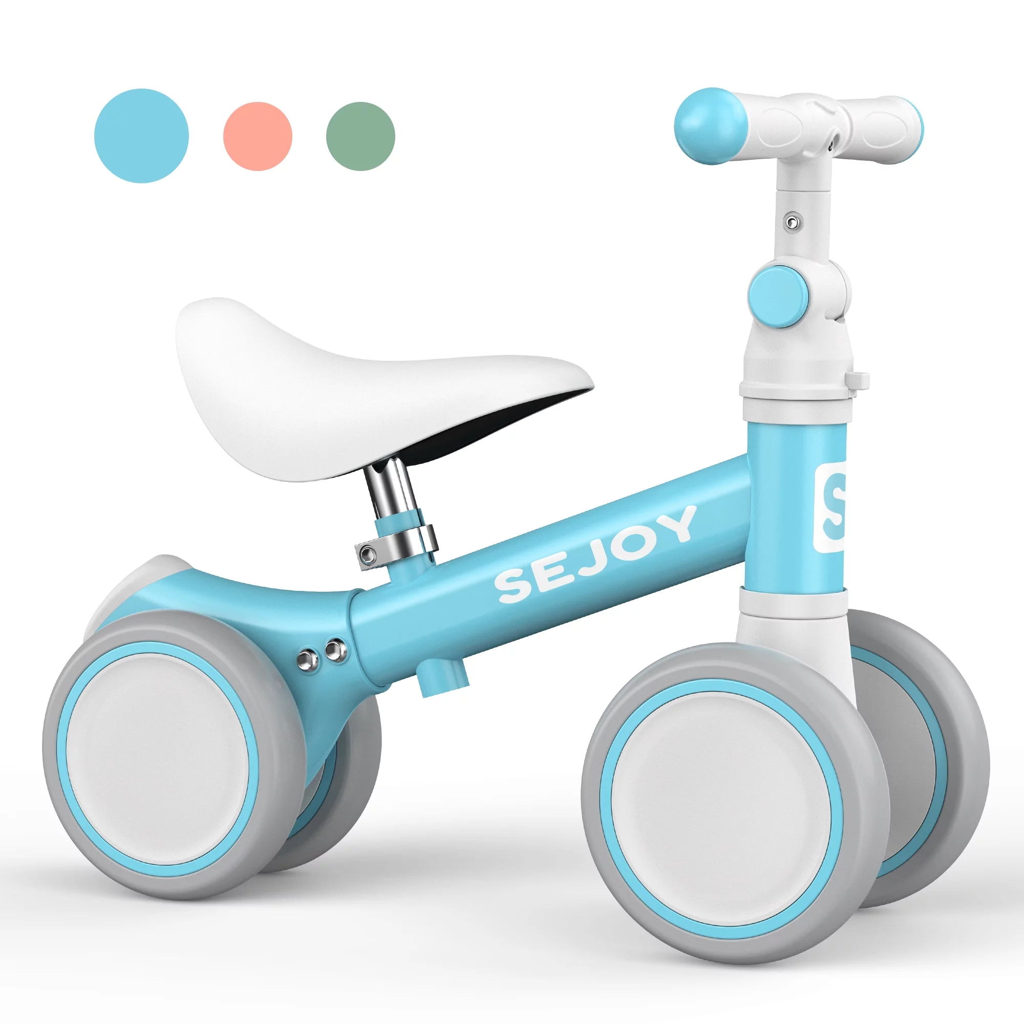 Sejoy Baby Balance Bike, Toddler Baby Bicycle with 4 Wheels 10-36 Months, Adjustable Handlebar Baby Outdoor Bike Riding Toy, First B-day Gift