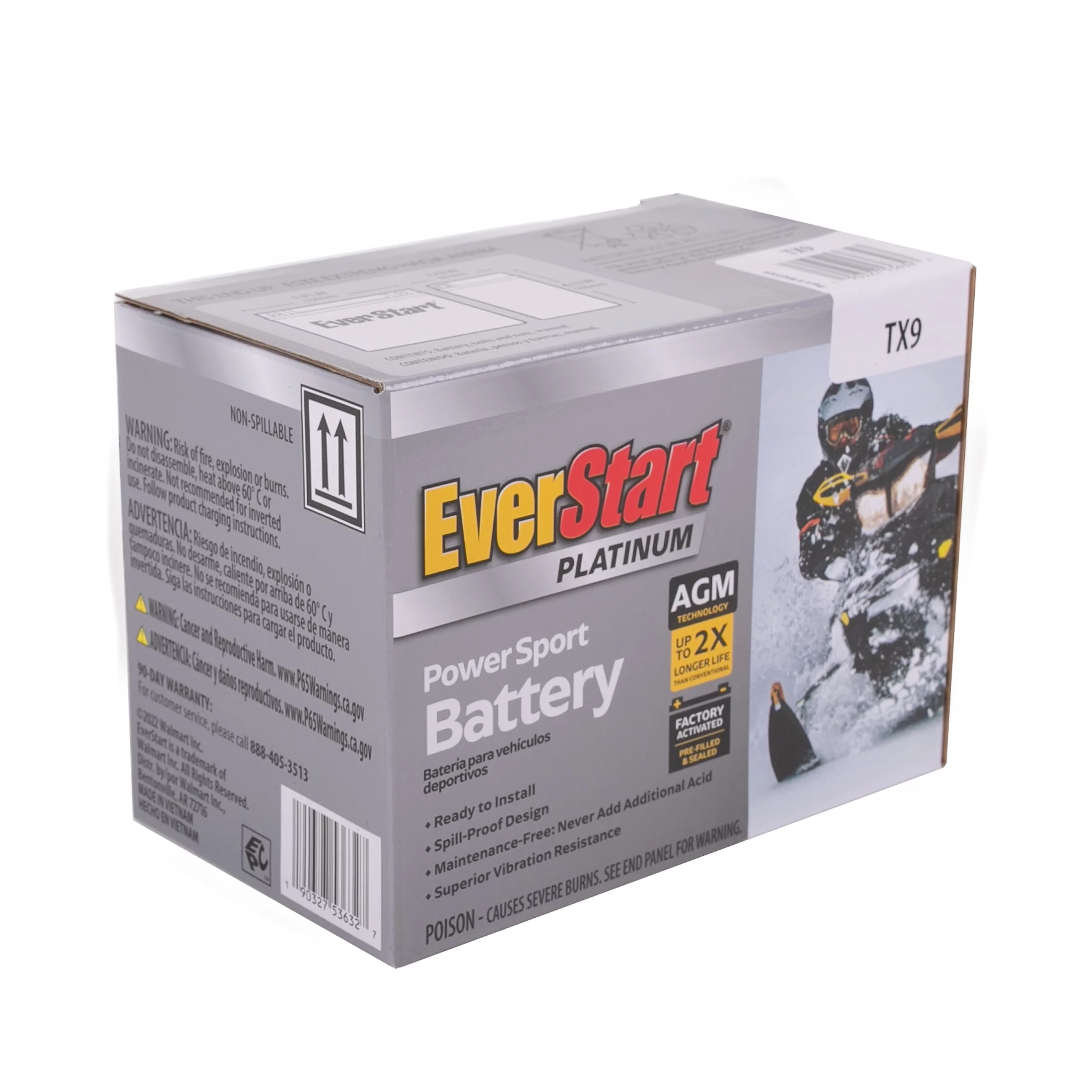 Everstart Powersport Battery TX9 – 12 Volt, 120 CCA