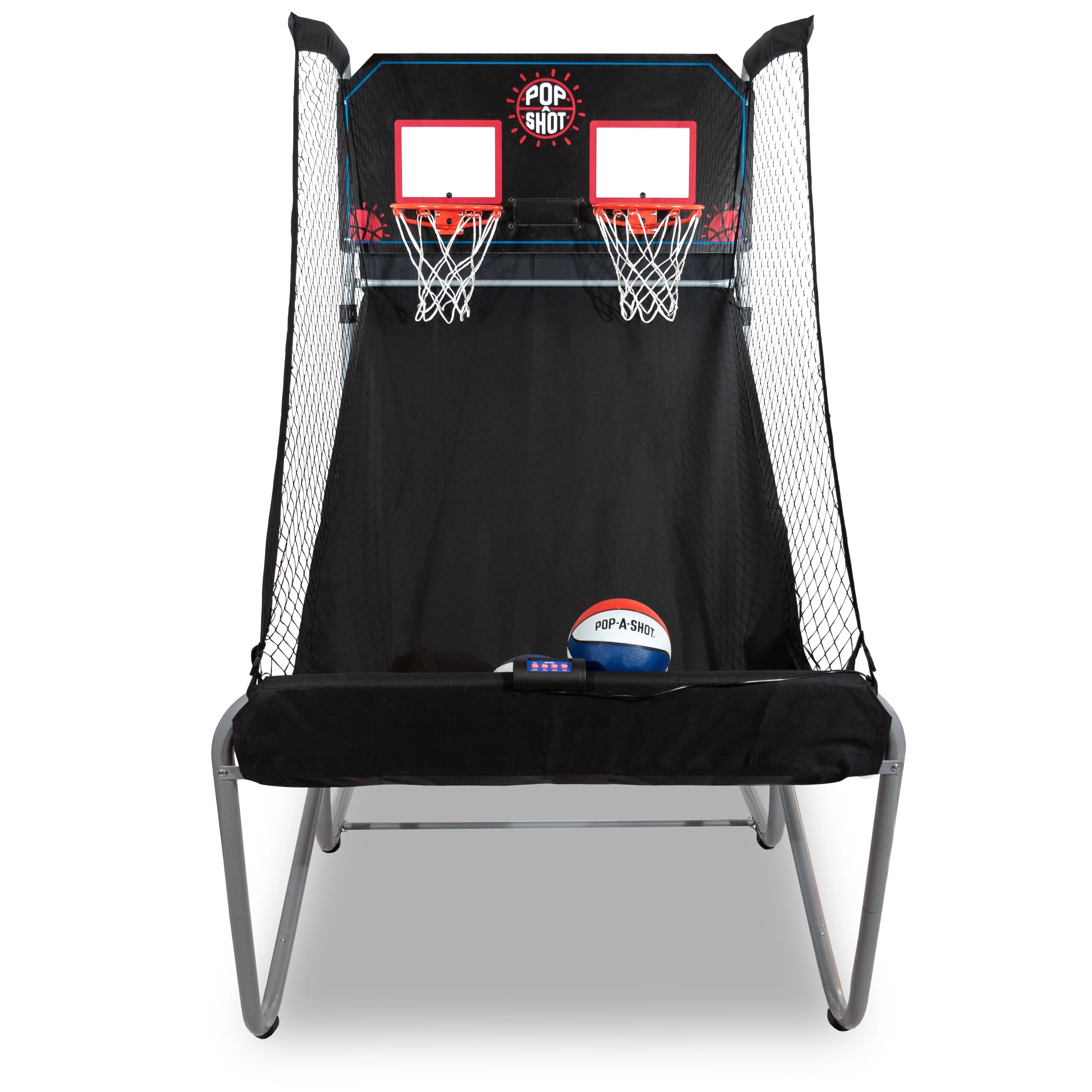 Pop-A-Shot Official Home Dual Shot Basketball Arcade Game – Black – Foldable Ramp – Adjustable Height – 7 Basketballs – 16 Game Modes