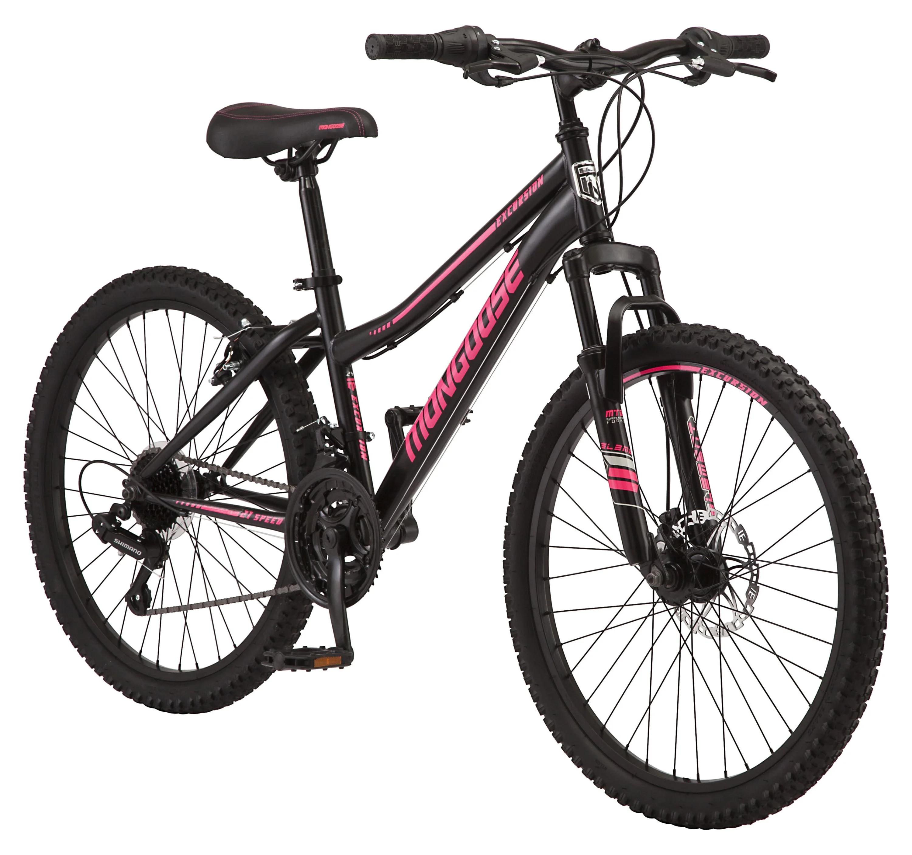 Mongoose 24-in. Excursion Unisex Mountain Bike, Black, 21 Speeds