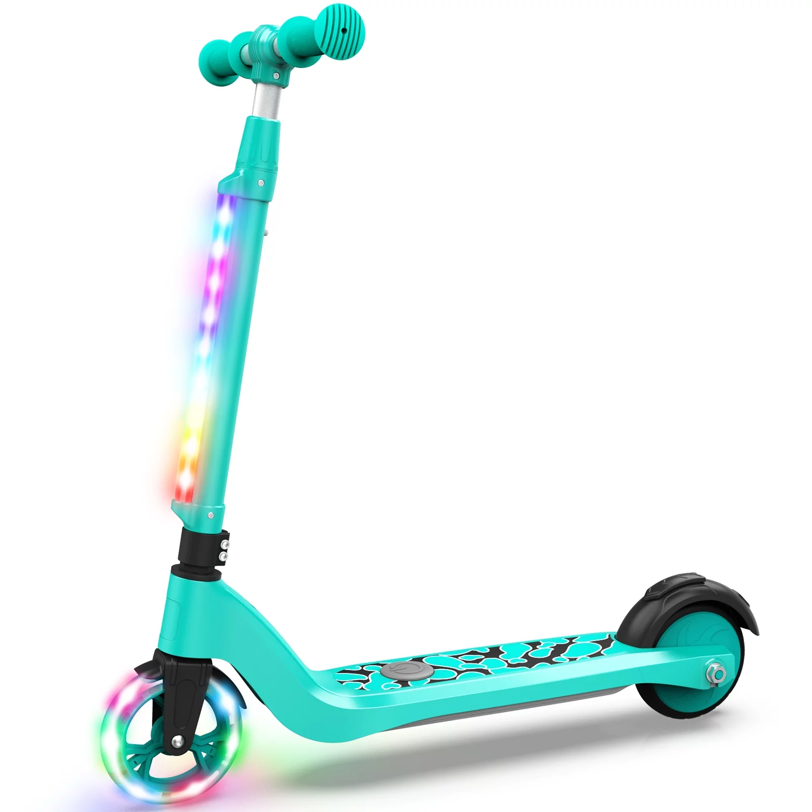 LIEAGLE Electric Scooter for Kids Age 3-10, 5 Miles Ride Time, Three Levels of Height from 28 ” to 36 ”, Foldable,Green