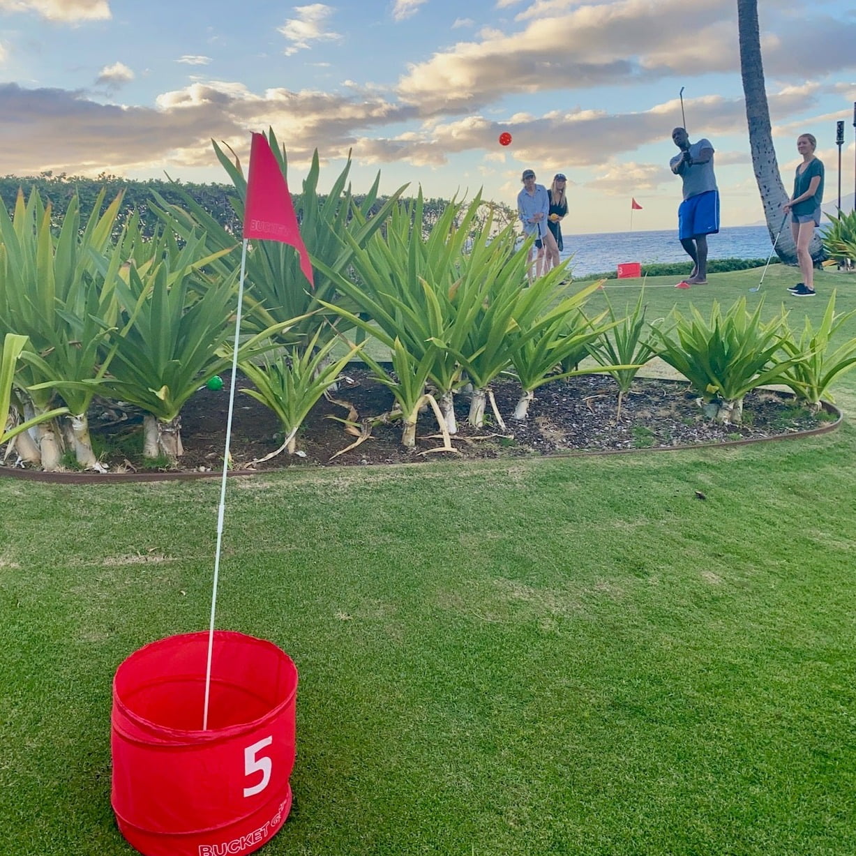 Bucketgolf the Ultimate Backyard Golf Game for Kids and Adults. Red (6 Hole)