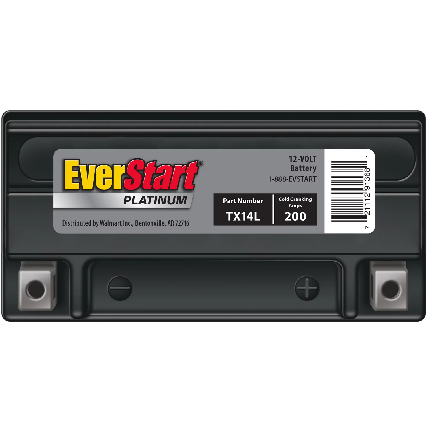 EverStart Premium BOXED AGM Power Sport Battery, Group Size TX14L 12 Volt, 200 CCA