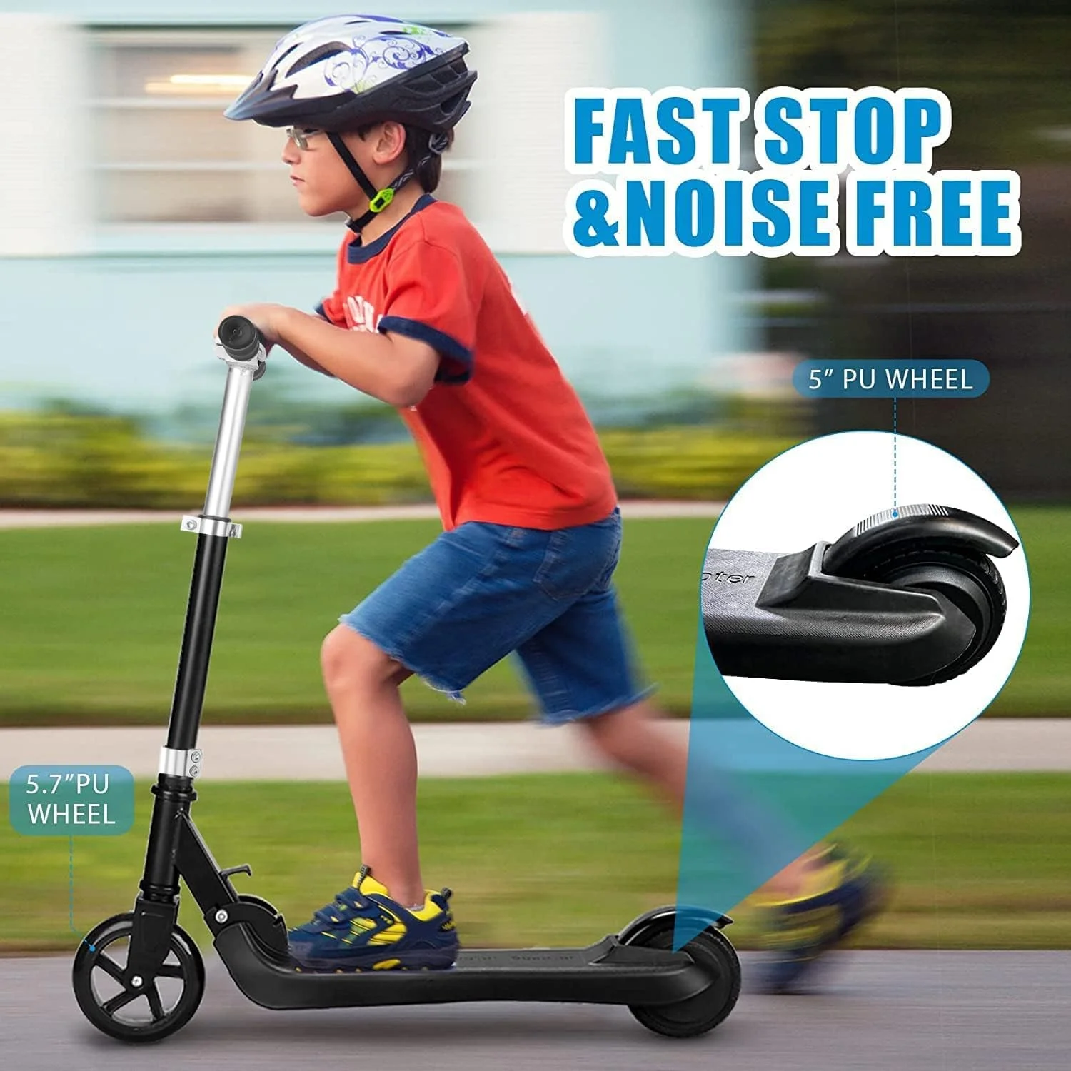 Ridingtimes Q2 23V Electric Scooter Ride on for Kids, up to 132 lbs & 80 Mins of Ride, 5″ Wheels