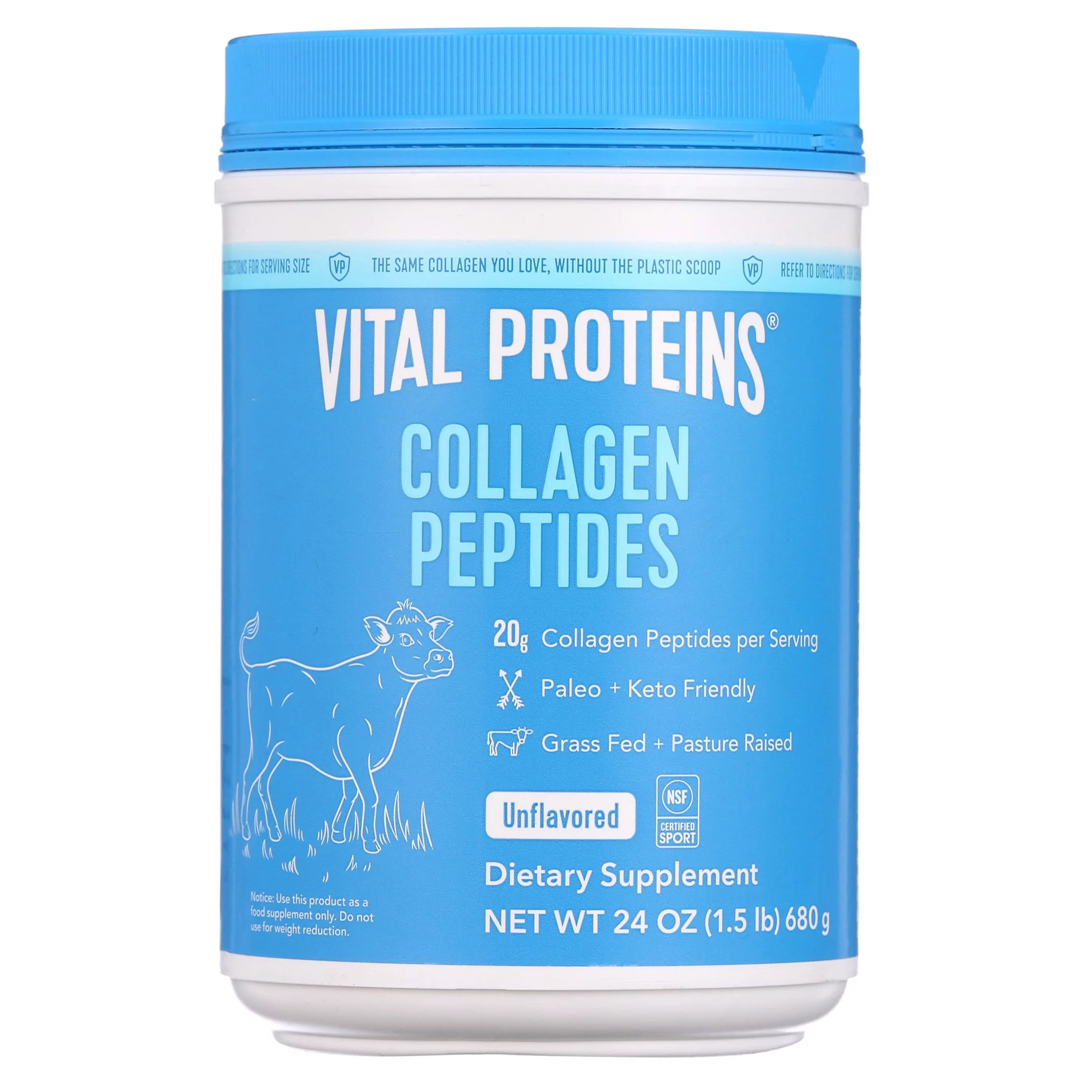 Vital Proteins Collagen Peptides Unflavored Powder Supplement 24 Ounces