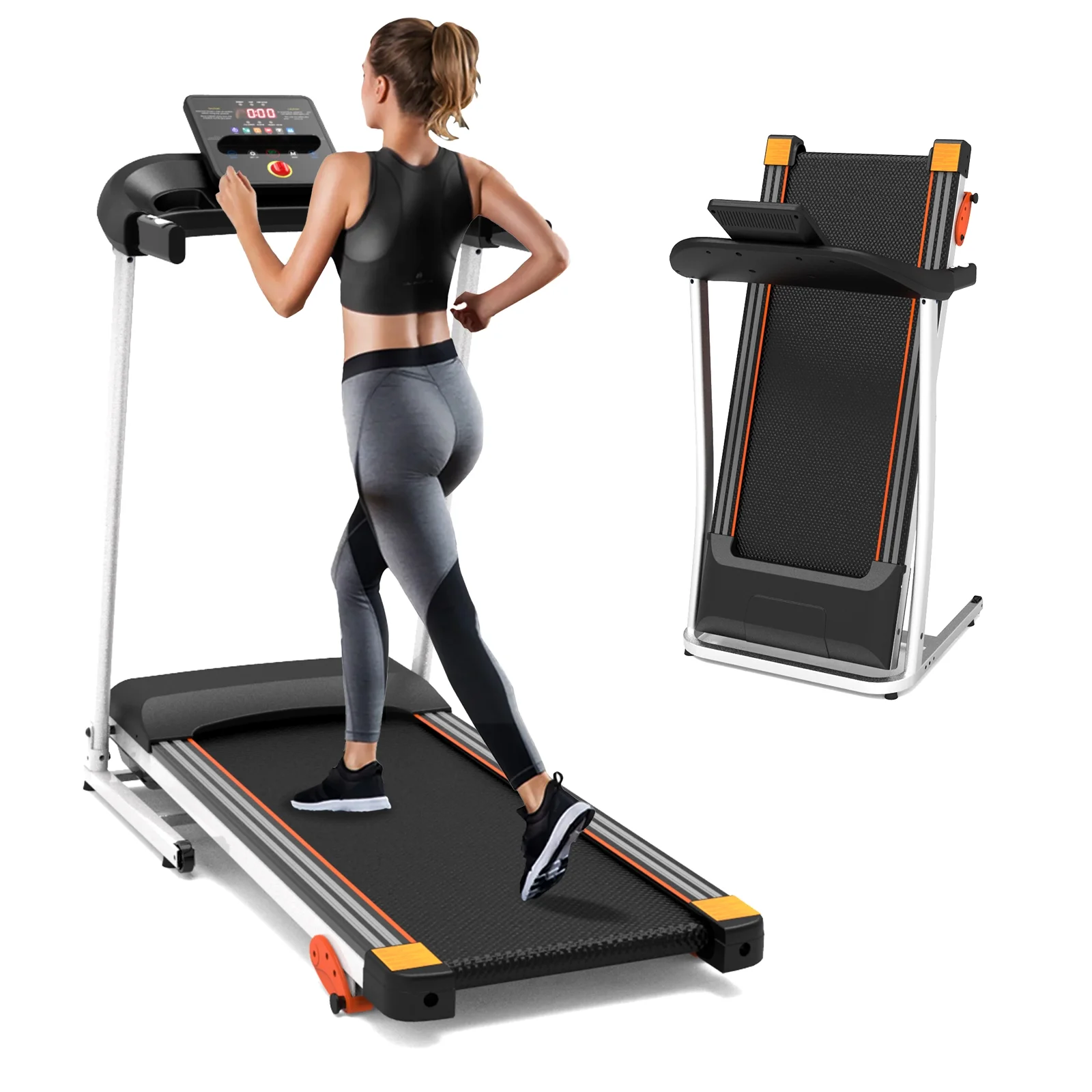 HLAiLL Folding Treadmill, 2.5HP Foldable Treadmills with 220 LBS Weight Capacity for Home, Compact Portable Treadmill for Small Space Walking Jogging Running