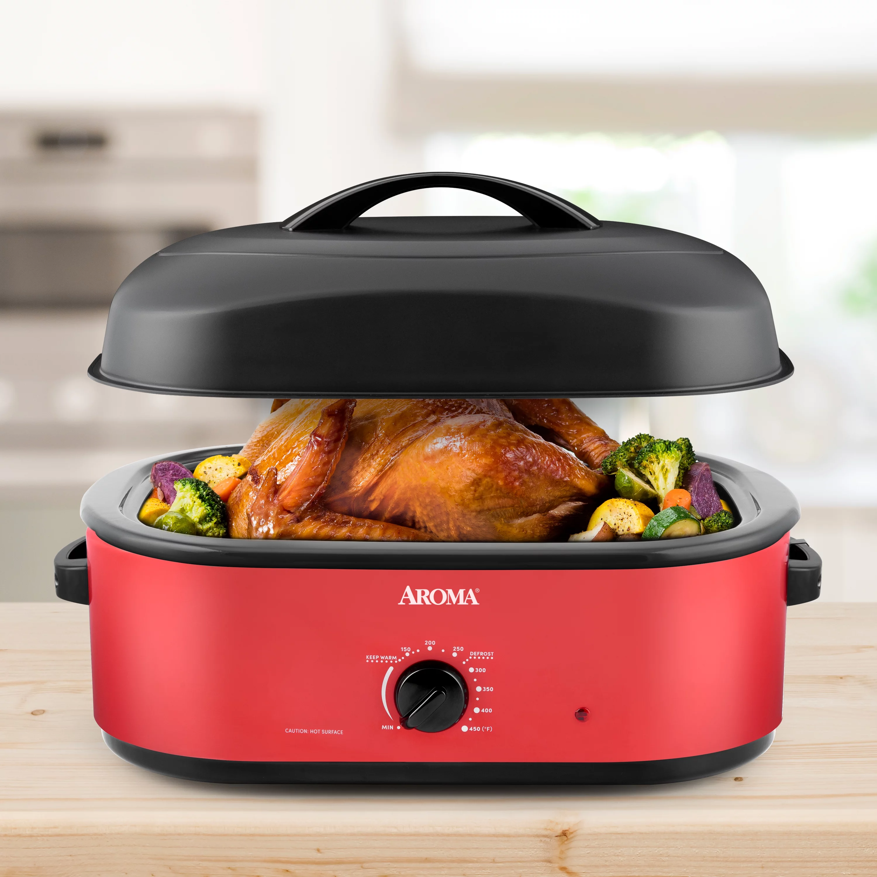 Aroma 18Qt. Roaster Oven with High-Dome Lid, Black