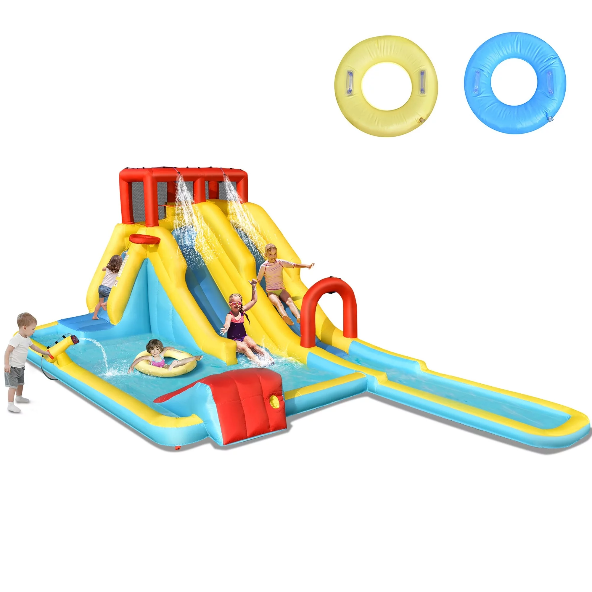 7 in 1 Inflatable Water Slide Giant Double Long Slide Water Park – 245”x 132”x 88.5”