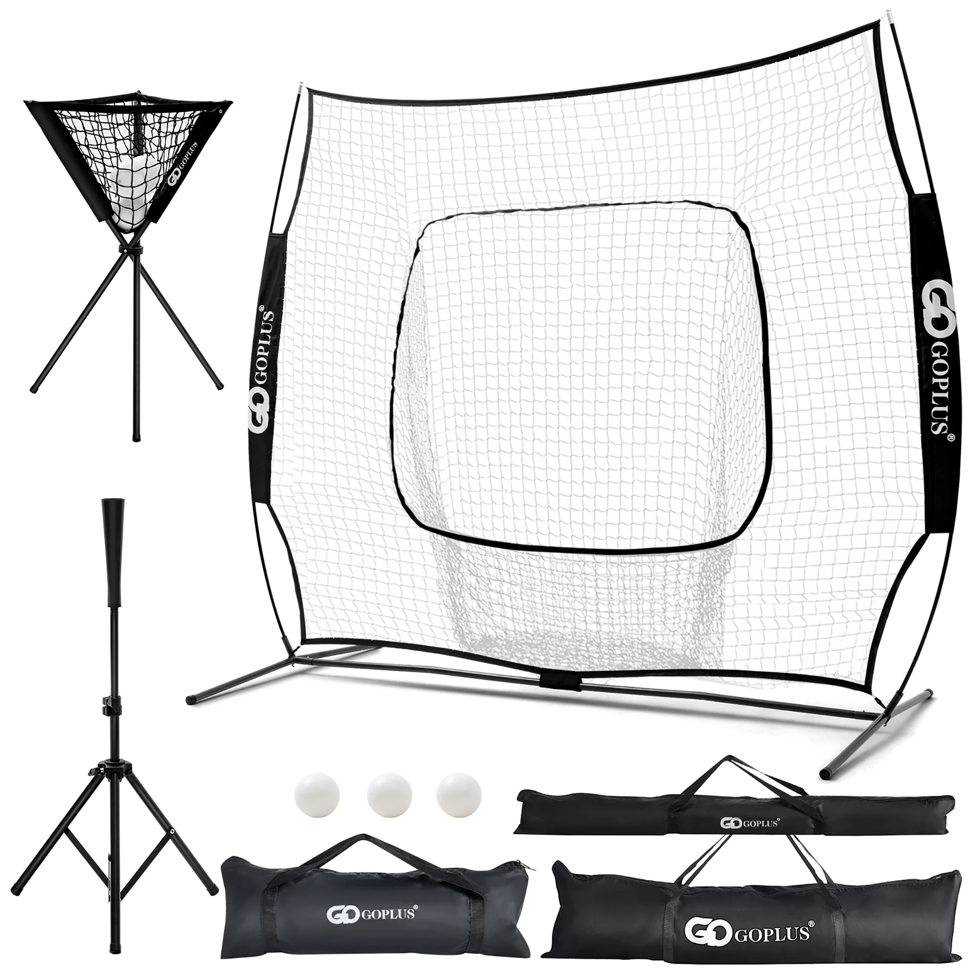 Goplus 8′ x 7′ Baseball Softball Practice Net for Hitting Pitching Batting Red