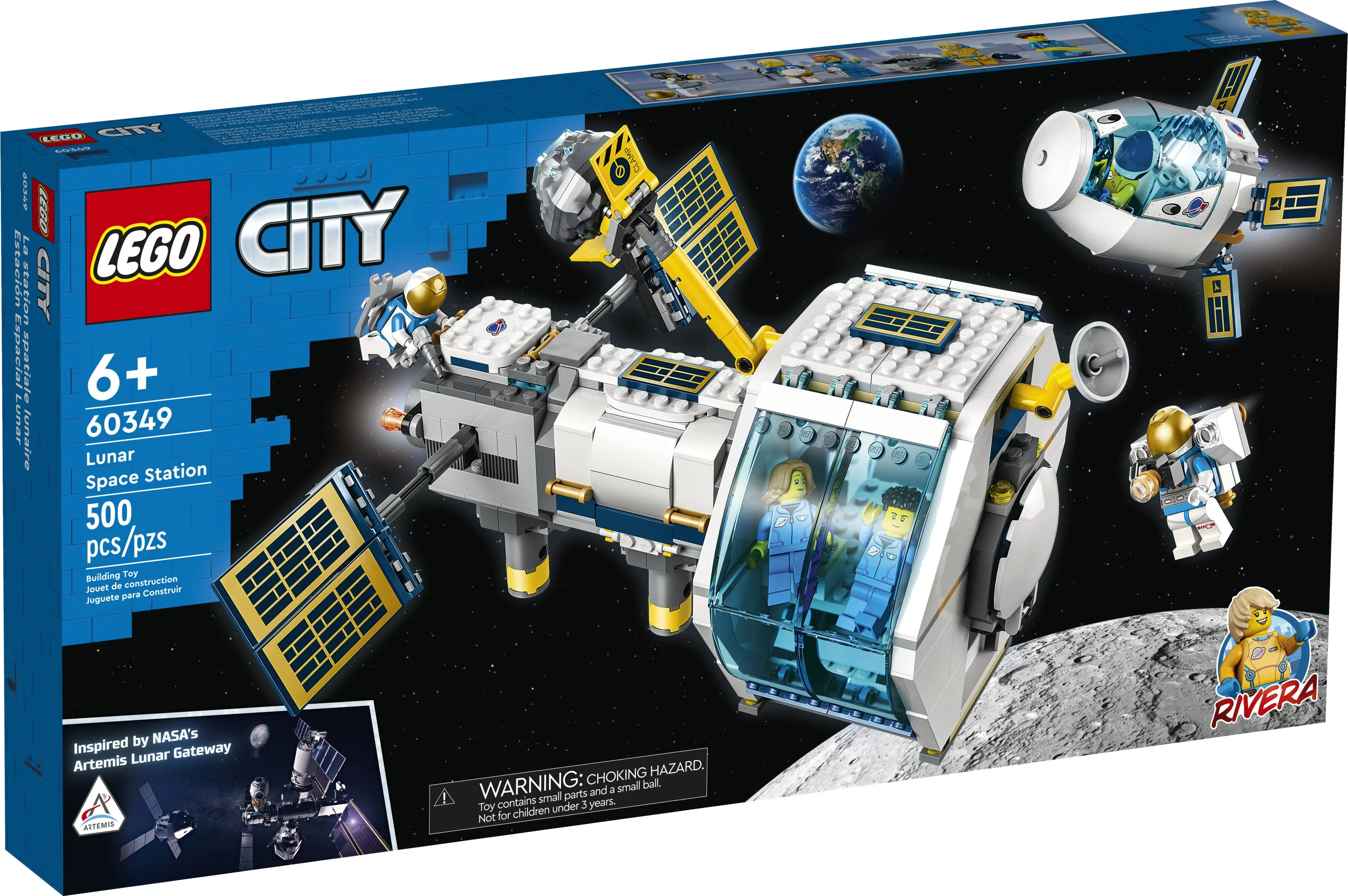 LEGO City Lunar Space Station, 60349 NASA Inspired Building Toy, Model Set with Docking Capsule, Labs and 5 Astronaut Minifigures