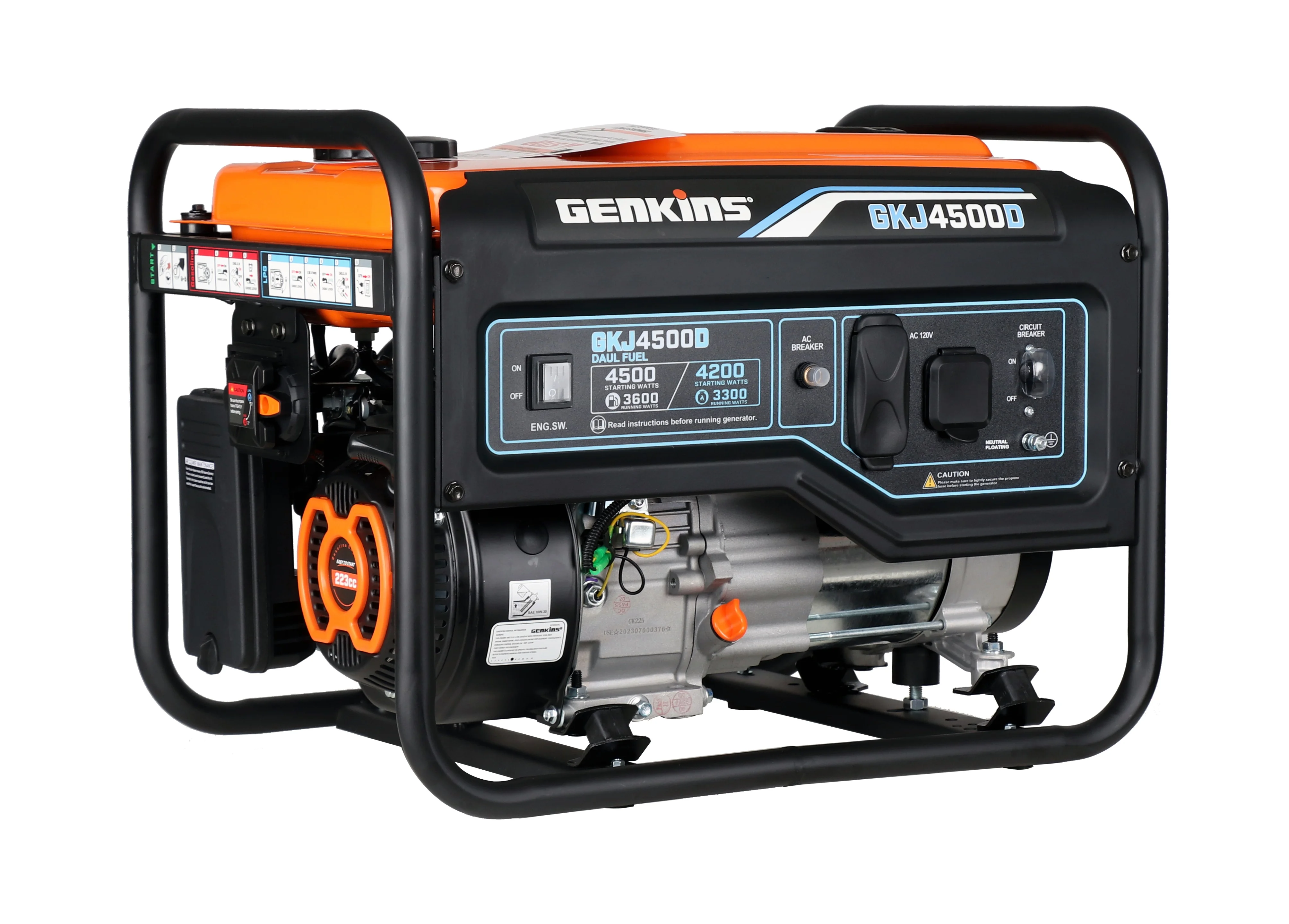 Genkins 4500 Watt Dual Fuel Generator Propane & Gas