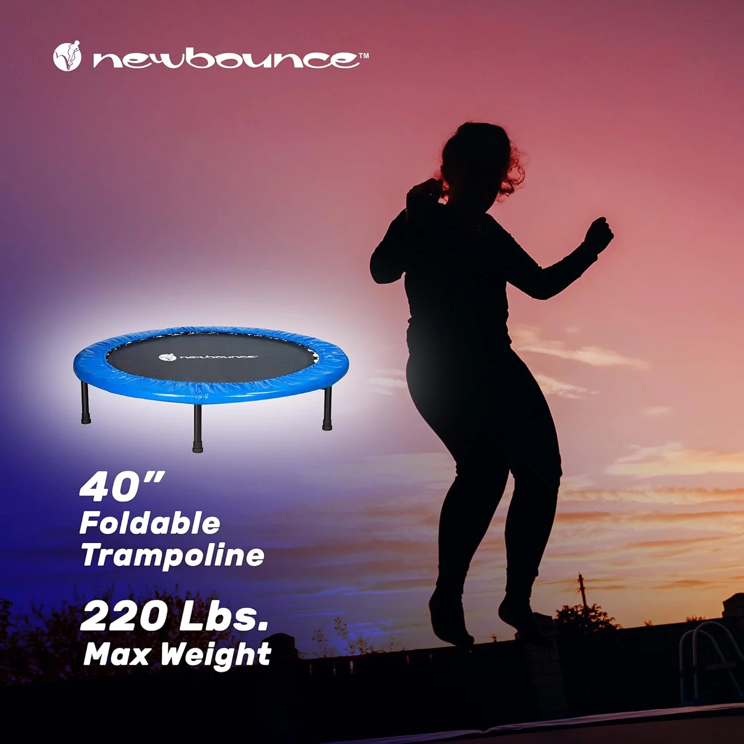 New Bounce Mini Trampoline for Kids & Adults 40?? Foldable Rebounder Fitness Trampoline