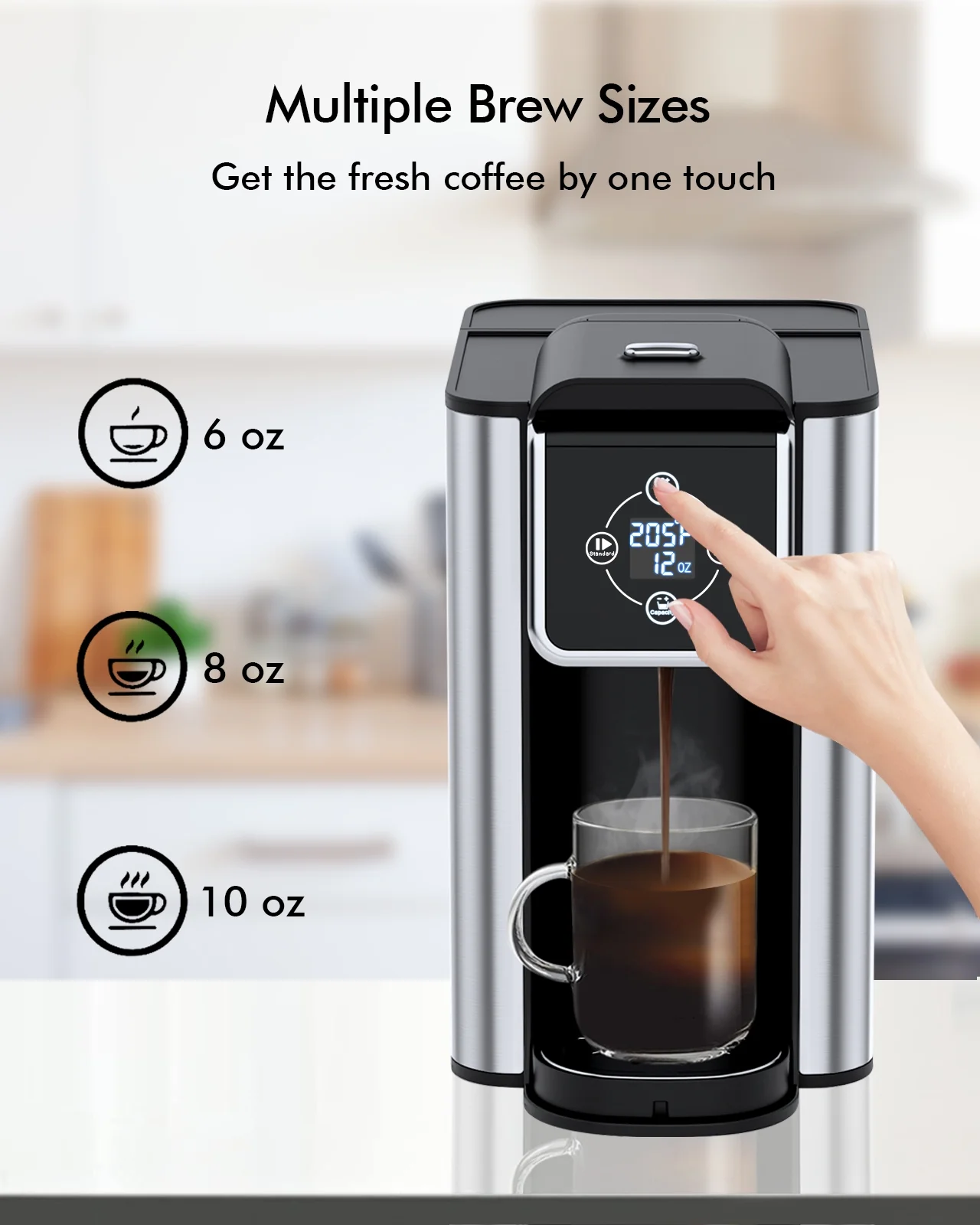 SIFENE 3-in-1 Single Serve Coffee Maker for K-pods, Ground Coffee, and Loose Leaf Tea, Custom Temperature and Strength Control, Quick Brew with Large 50 oz Reservoir