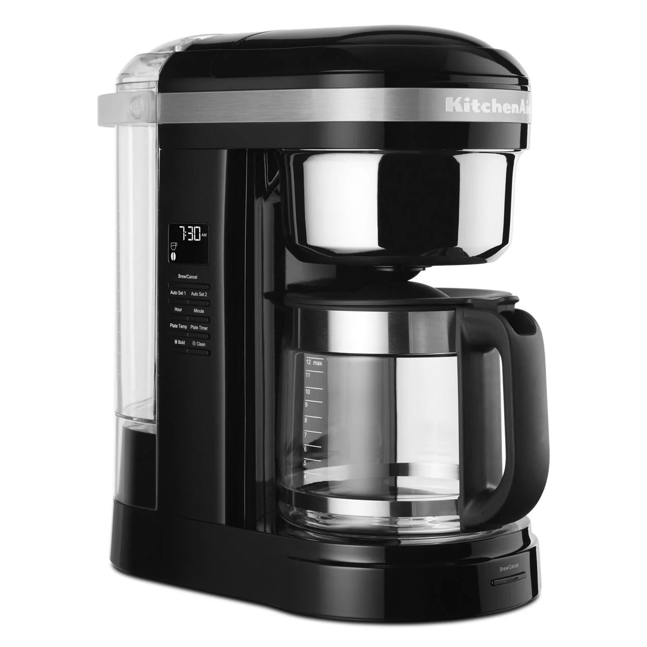 KitchenAid 12 Cup Drip Coffee Maker with Spiral Showerhead and Programmable Warming Plate, Onyx Black, KCM1209