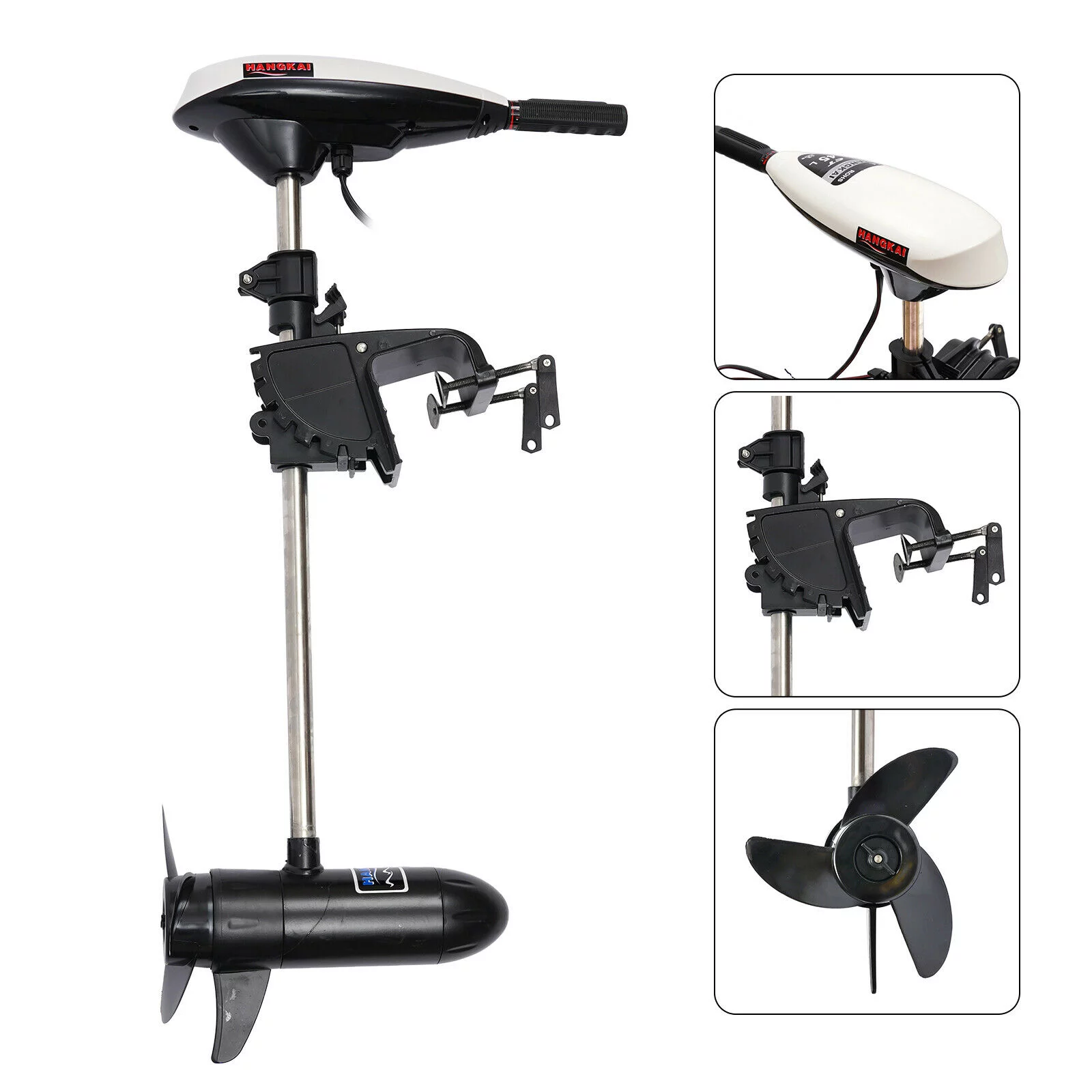 Fichiouy 12V Telescopic Electric Outboard Motor Trolling Motor Fishing Boat Engine 552W 45LBS