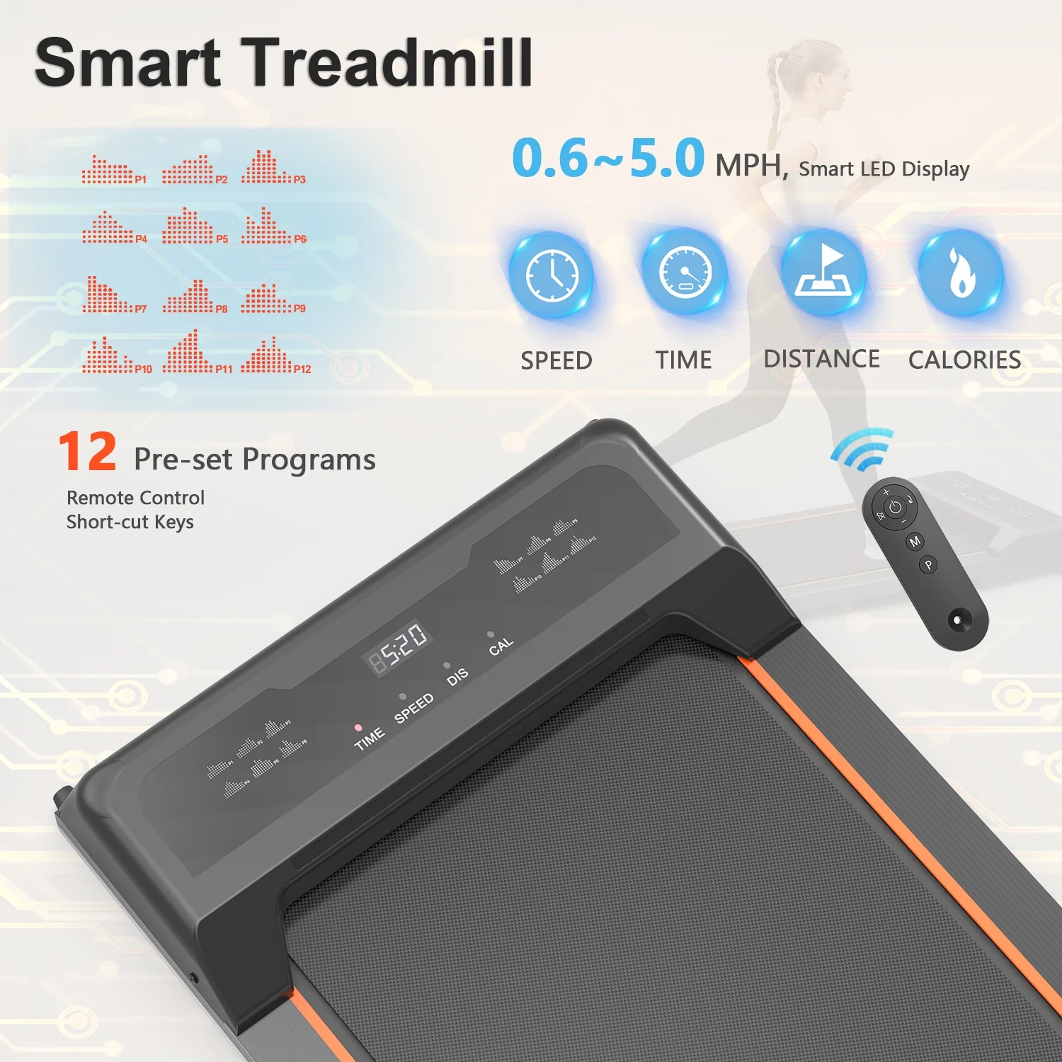 Best Walking Pad Under Desk Treadmill, LED Display and Remote Control Portable Treadmill for Home and Office, 2.5HP 245LBS