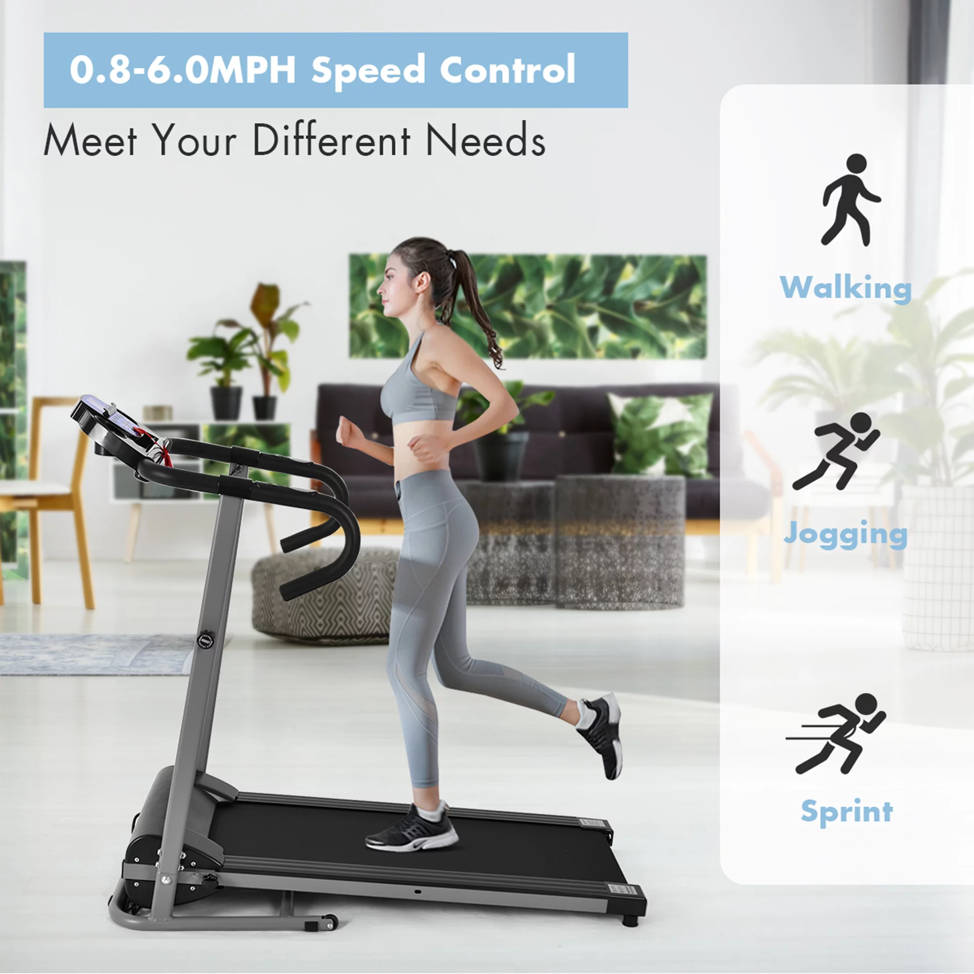 Gymax Folding Treadmill 1100W Electric Motorized Running Jogging Walking Machine