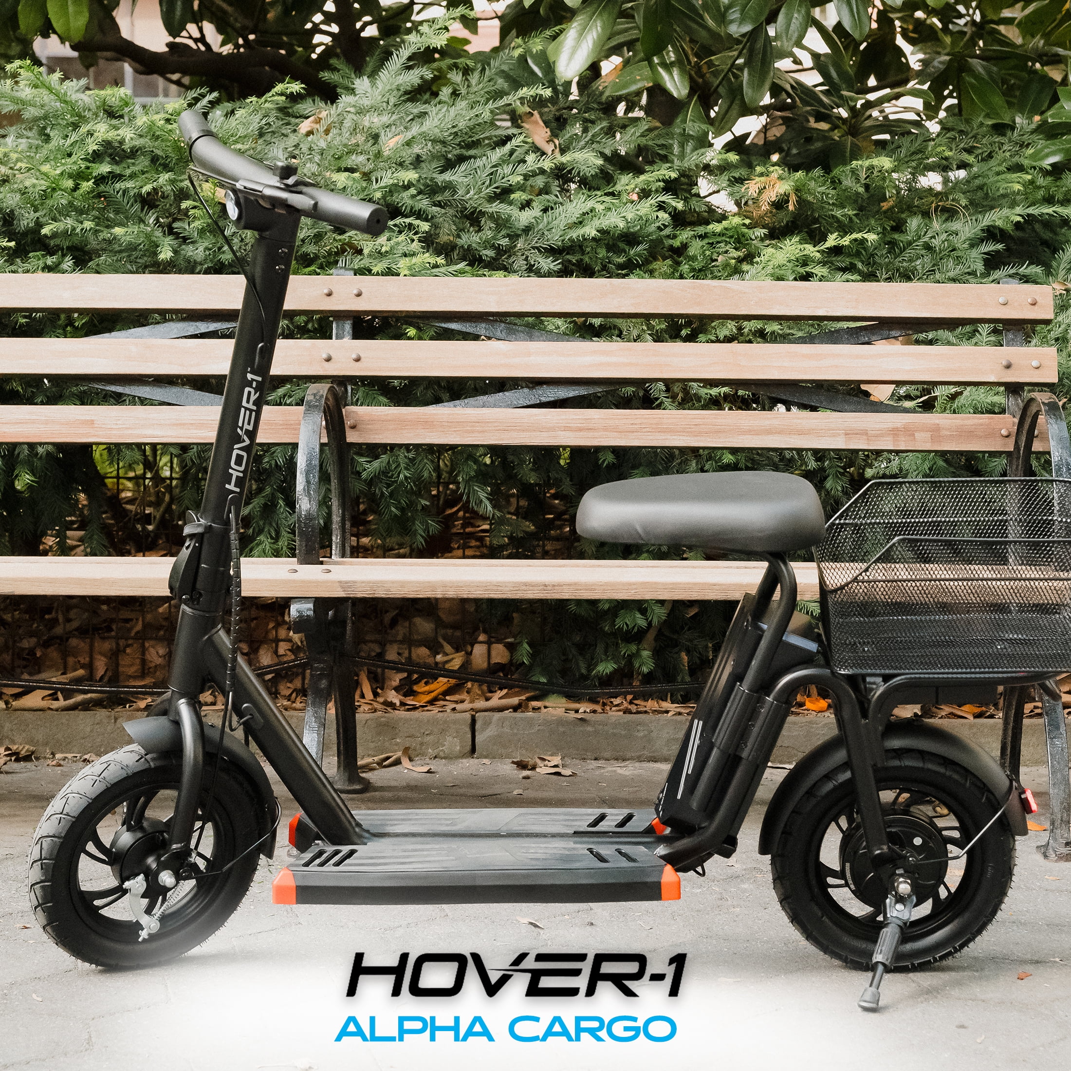 Hover-1 Alpha Cargo Electric Scooter for Teens, 16 mph Max Speed, UL 2272 Certified, Black