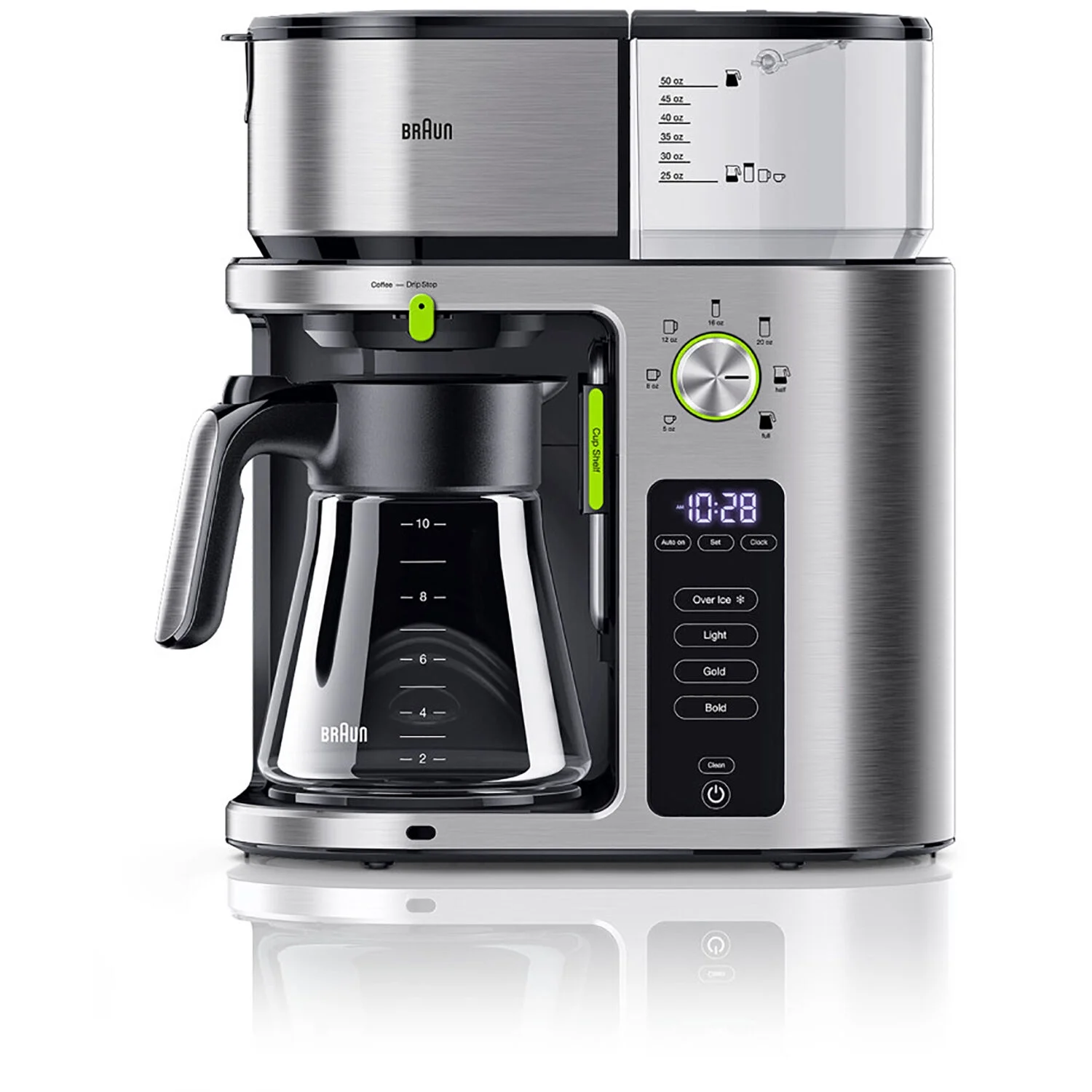 Braun MultiServe Drip Coffee Maker in Stainless Steel with 10-Cup Glass Carafe