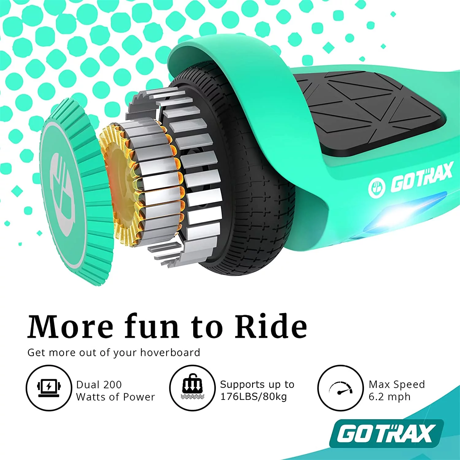 Gotrax Edge Hoverboard for Kids Adults, 6.5″ Tires 6.2mph & 2.5 Miles Self Balancing Scooter, Black