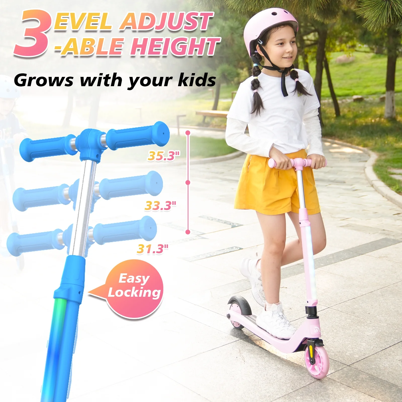 EVERCROSS Electric Scooter for Kids Ages 4+, 5 mph & 40 mins of Ride, LED Colorful Lights, Adjustable Height and Lightweight, Gift for Kids, Blue