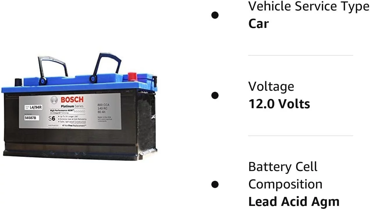 BOSCH S6587B S6 Flat Plate AGM Battery