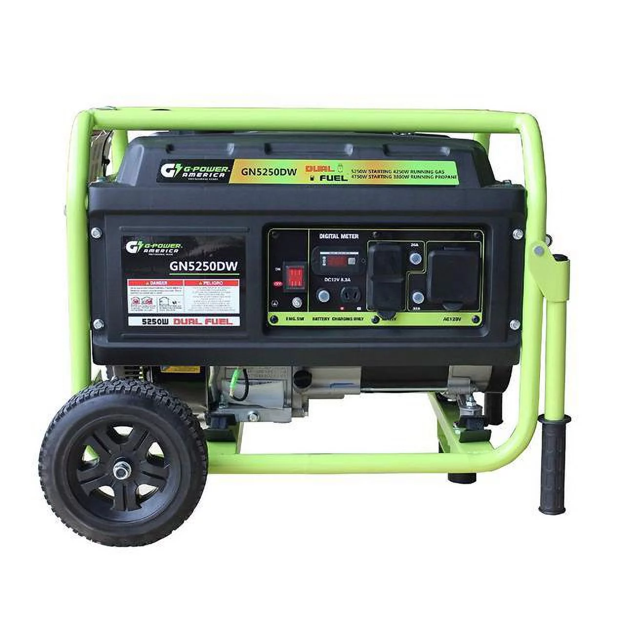 Green-Power America GN5250DW 5250-Watt Propane and Gasoline Powered Dual Fuel Generator, Green