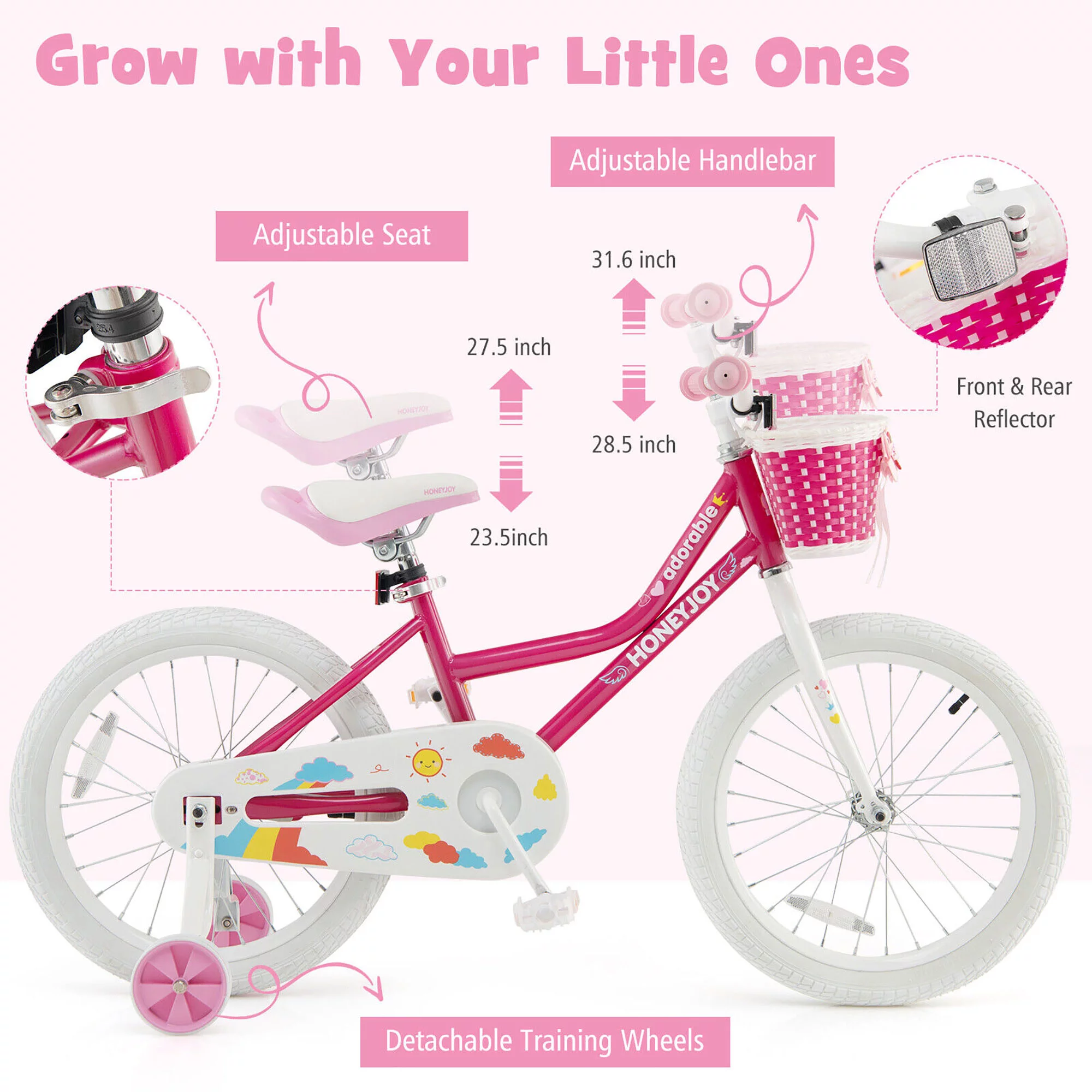 Gymax Kids Bicycle 18” Toddler & Kids Bike w/Training Wheels for 6-8 Year Old Kids