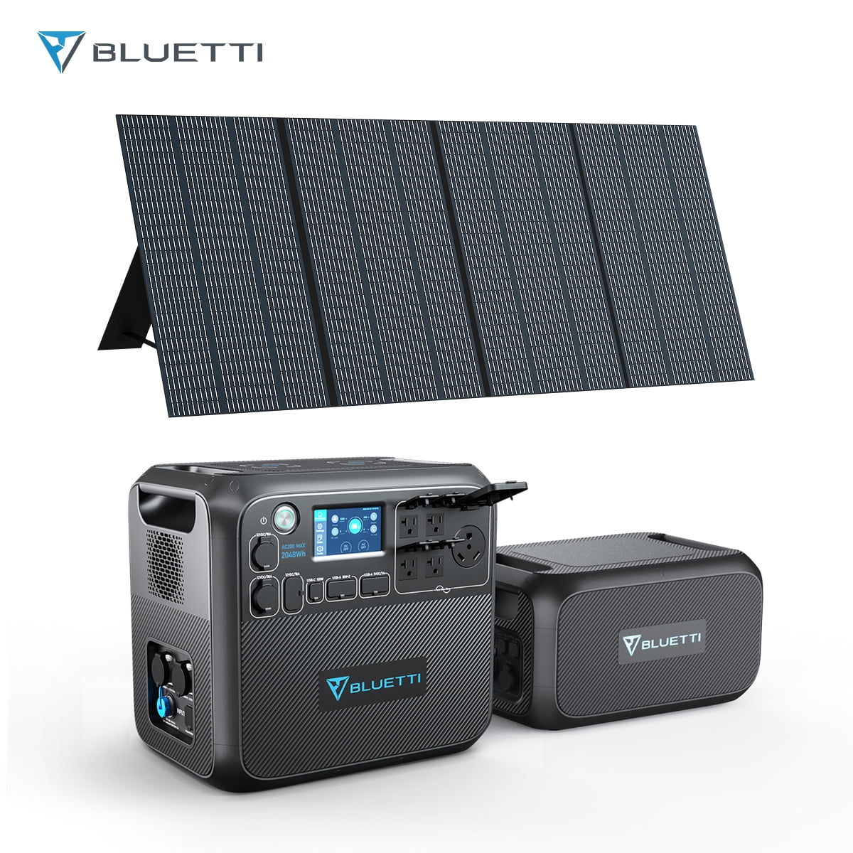 Bluetti Portable Power Station AC200MAX and B230 External Battery Module, With 1pcs 350W Solar Panel,2200W AC Output Solar Generator for Home Use, Power Outage, Road Trip