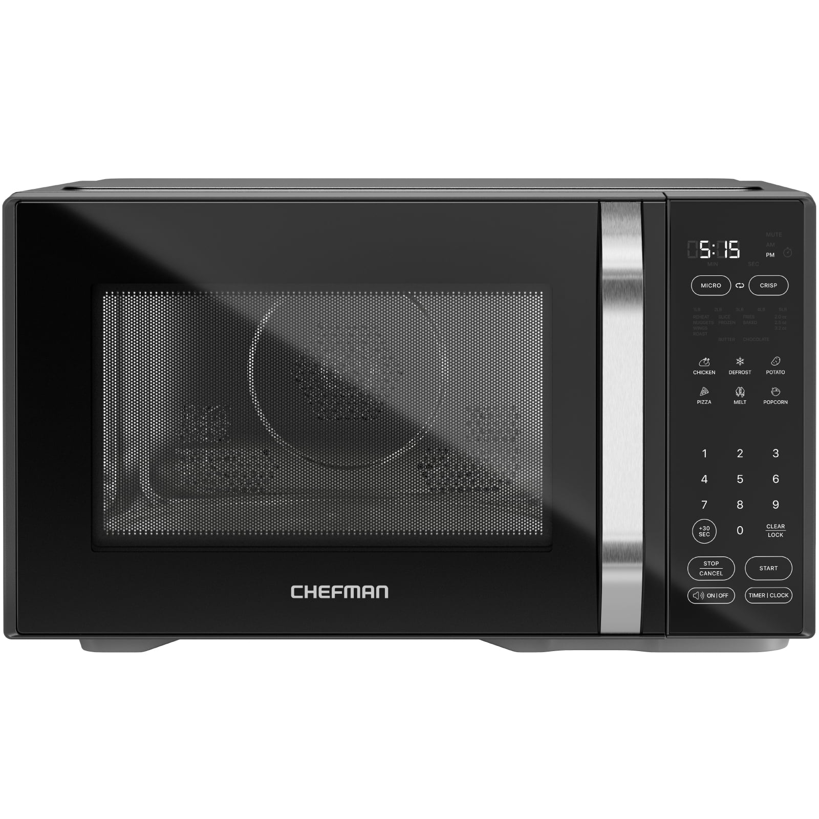 Chefman Microcrisp 1.1 cu. ft. Countertop Microwave Oven + Crisper, 1800 Watts – Black, New