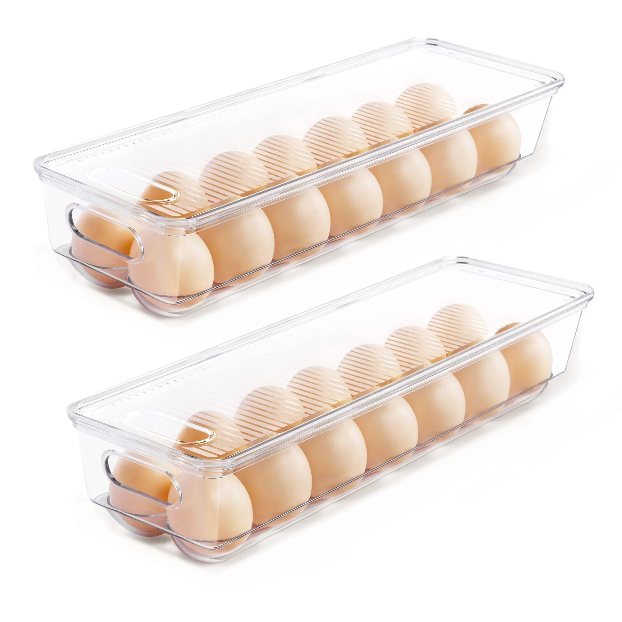 Set of 8 Refrigerator Organizer Bins, Vtopmart Clear Plastics Fridge Organizers and Storage with Handles