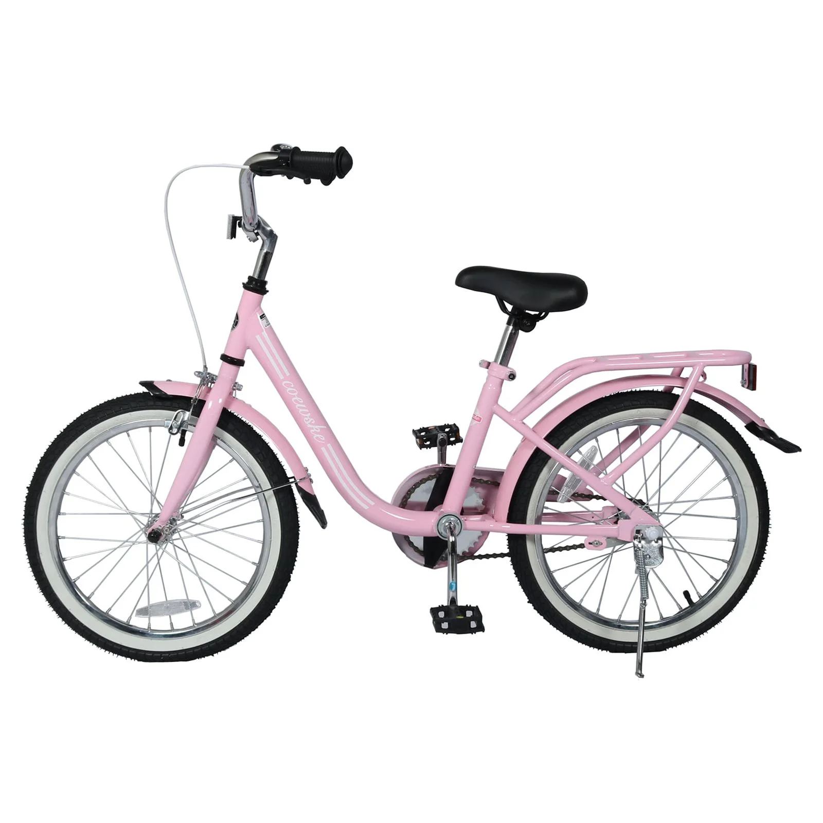 Coewske Kids Bicycle Girls and Boys 18 In. with Hand Brake and Kickstand, Pink