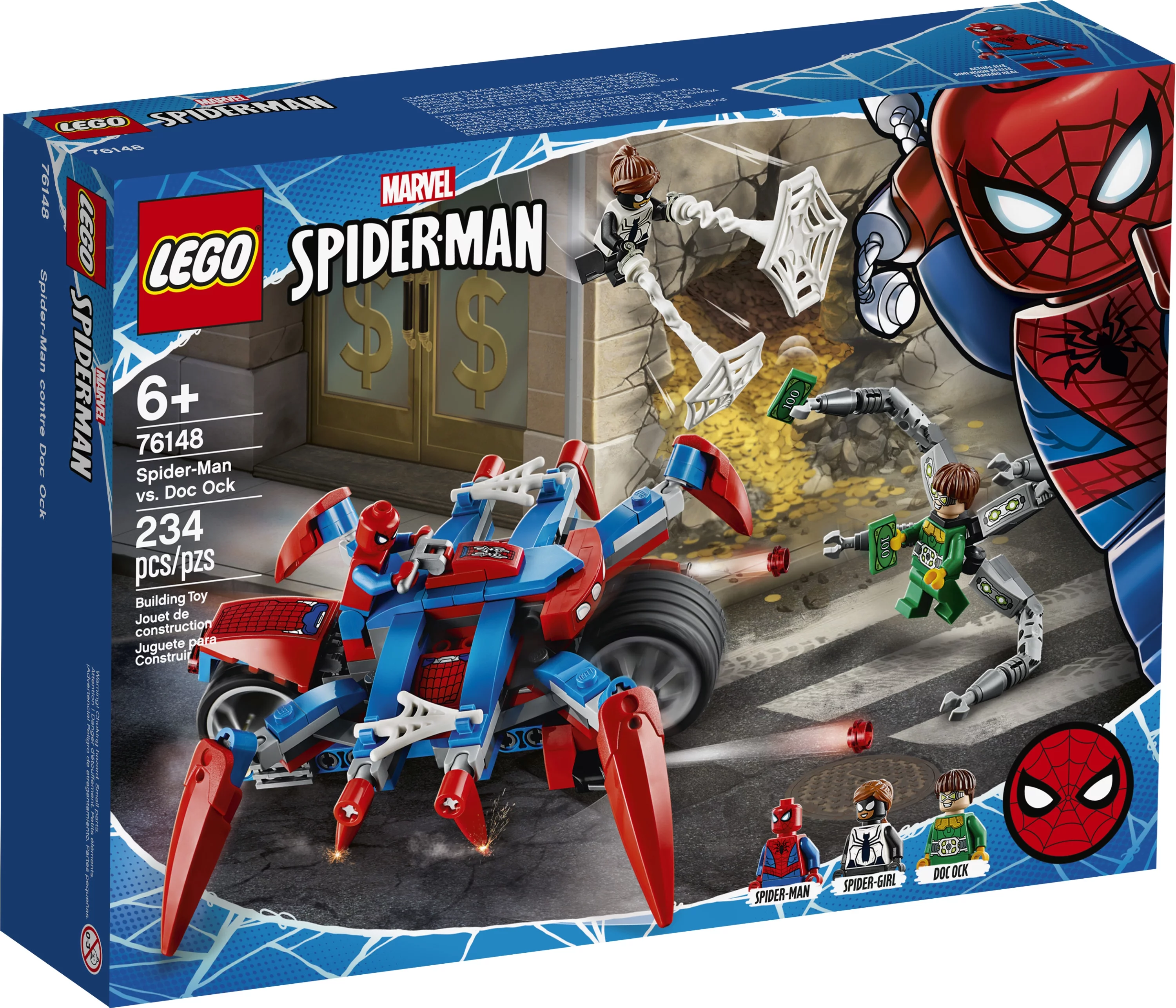 LEGO Marvel Spider-Man: Spider-Man vs. Doc Ock 76148 Superhero Action Figure Adventure Playset Motorcycle Battle Building Toy (234 Pieces)