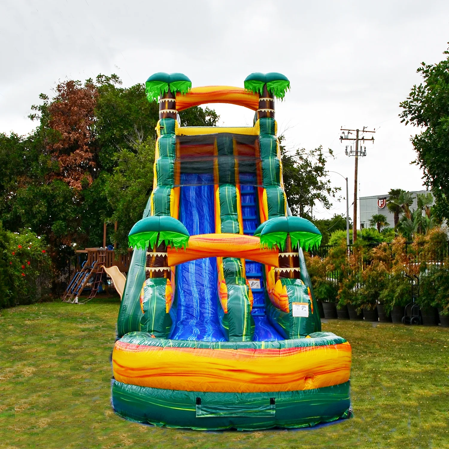 JumpOrange 19FT Cali Palms Commercial Grade Water Slide Inflatable with Detachable Pool for Kids and Adults with Blower