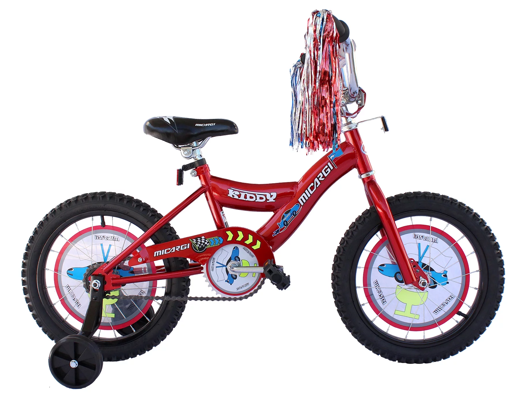 USToyOutlet 16″ BMX S-Type Frame Bicycle Coaster Brake One Piece Crank Chrome Rims Black Tire Kid’s Bike – Red