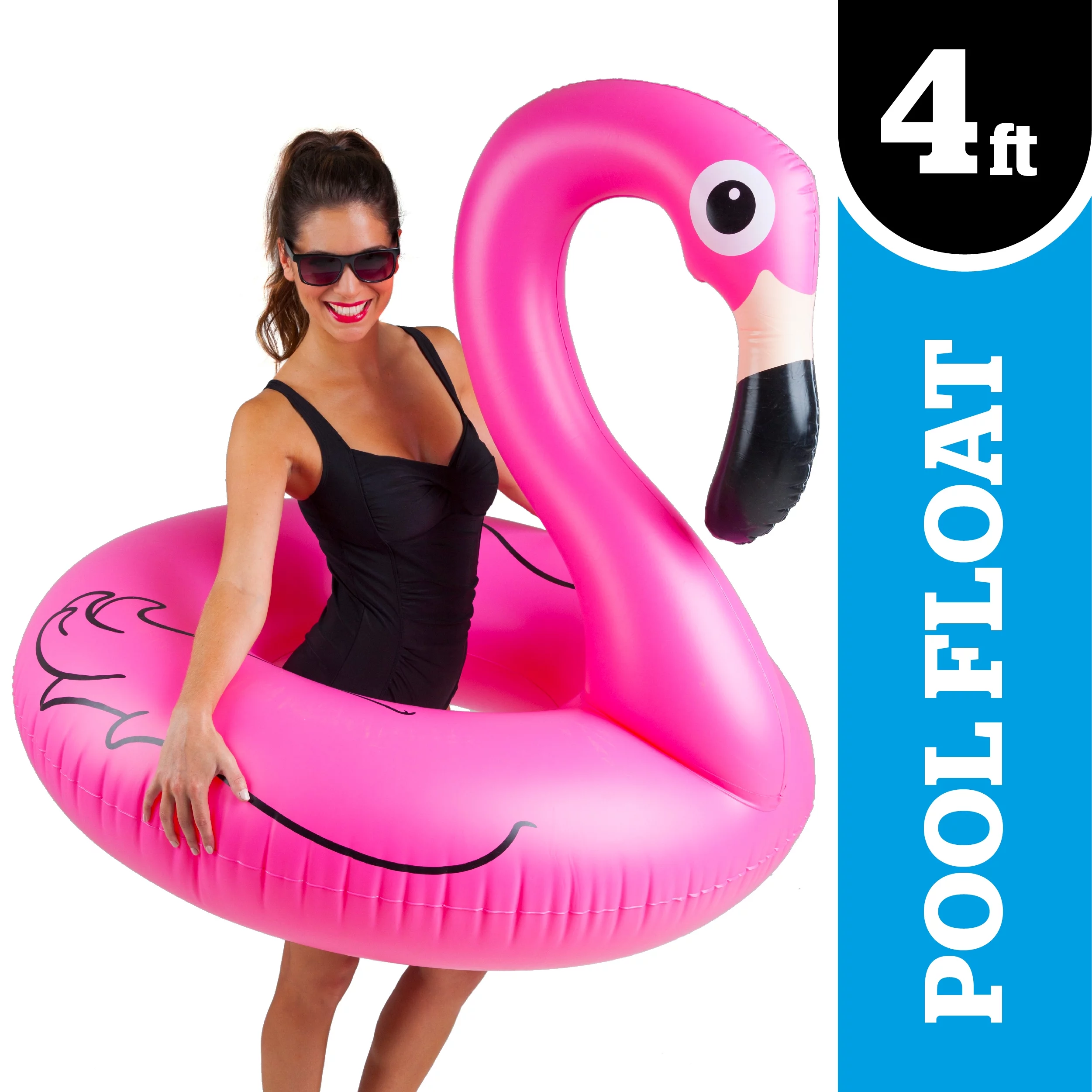 BigMouth Inc Pink Flamingo Pool Float, Inflates to Over 4ft. Wide, Funny Inflatable Vinyl Summer Pool or Beach Toy, Patch Kit Included