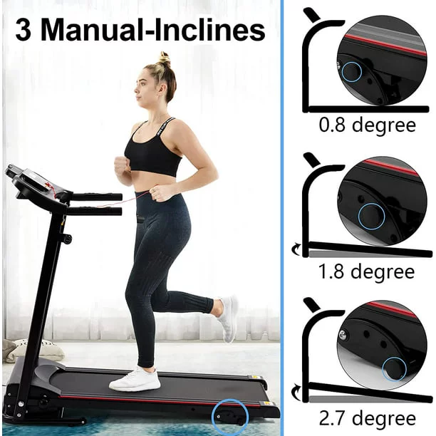 Folding Treadmill with Incline 2.5HP 12KM/H Electric Treadmill for Home Foldable, Bluetooth Music Cup Holder Heart Rate Sensor Walking Running Machine for Indoor Home Gym Exercise Fitness