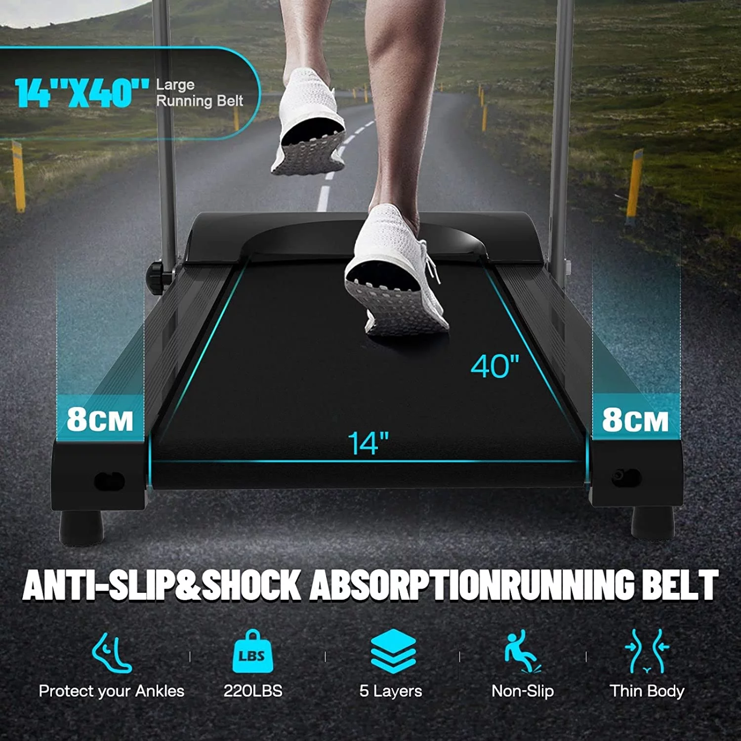 [US IN STOCK] Incline Treadmills for Home Folding Treadmill for Running and Walking Jogging Exercise with 12 Preset Programs, Tracking Pulse, Calories