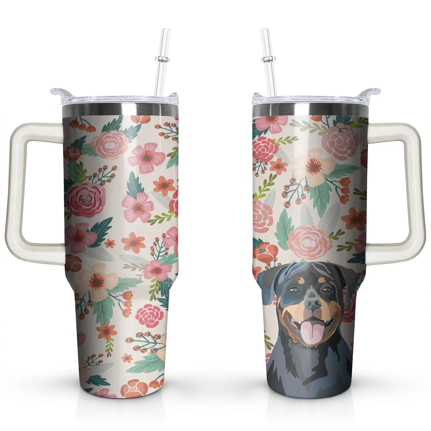 Dachshund gifts – Dachshund gifts for women – Dachshund Insulated Tumblers Handle and Silicone Straws 40 OZ – Dachshund for Dog Lovers